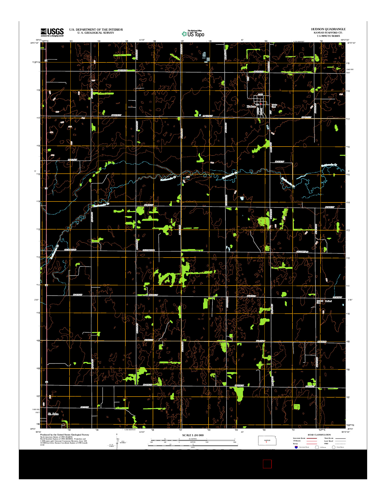 USGS US TOPO 7.5-MINUTE MAP FOR HUDSON, KS 2012