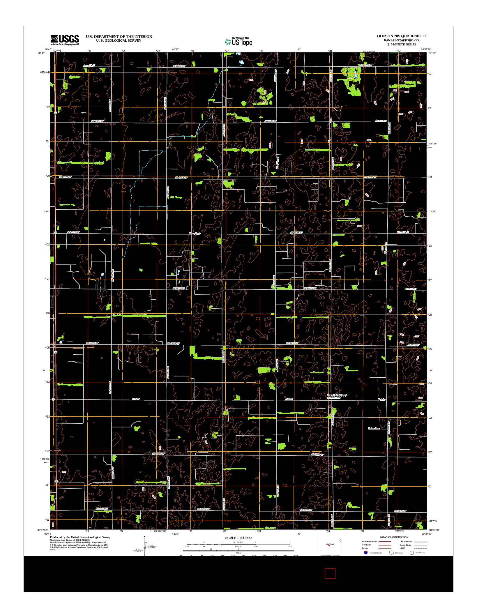 USGS US TOPO 7.5-MINUTE MAP FOR HUDSON NW, KS 2012