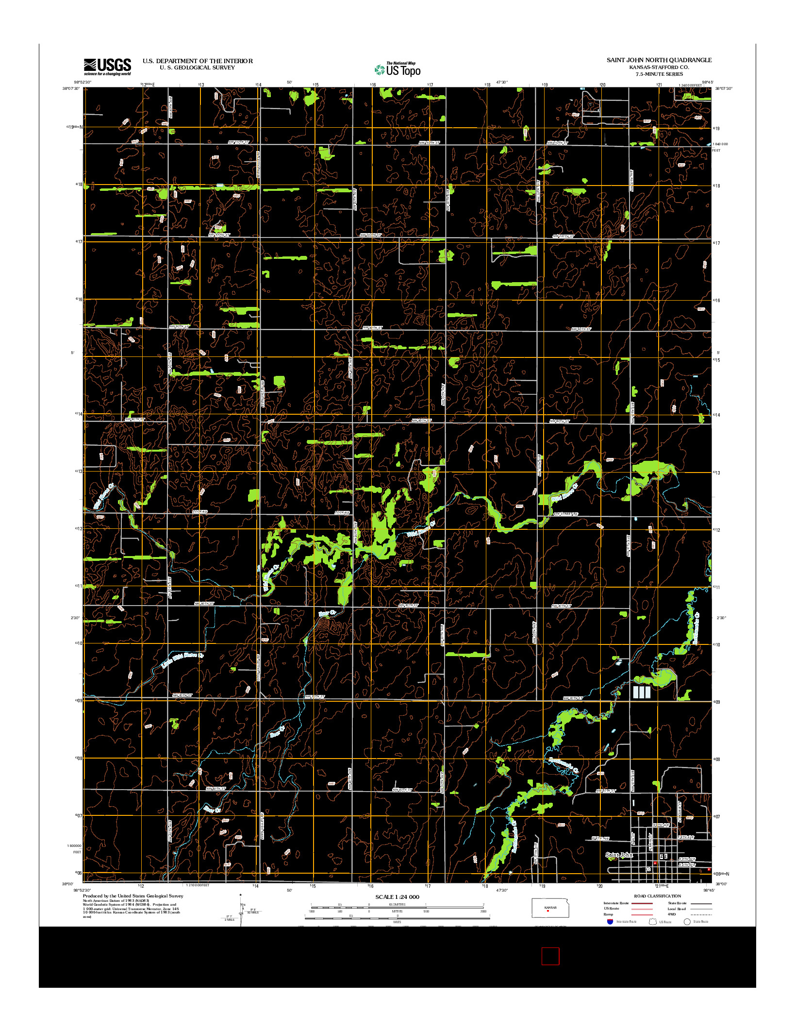 USGS US TOPO 7.5-MINUTE MAP FOR SAINT JOHN NORTH, KS 2012