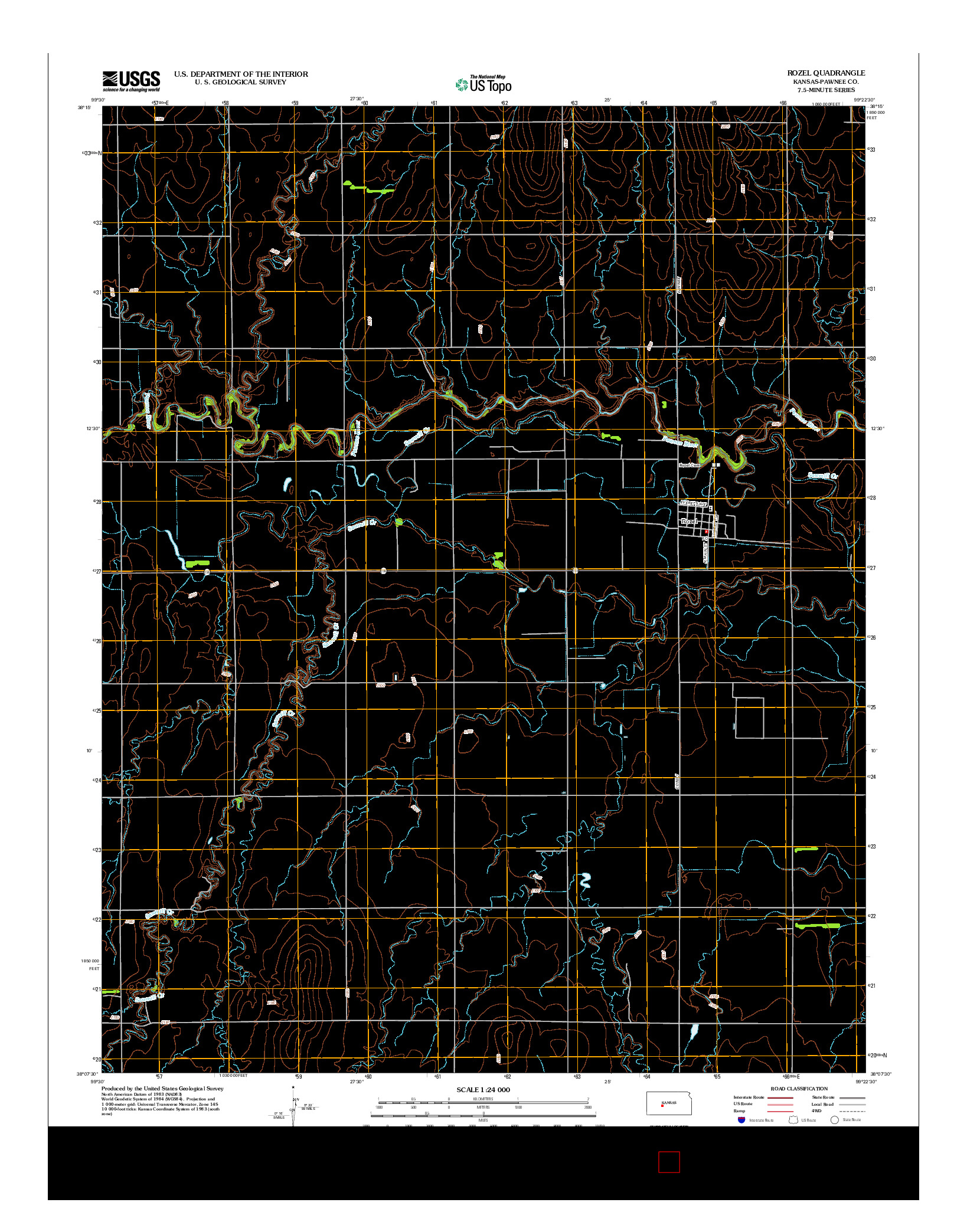 USGS US TOPO 7.5-MINUTE MAP FOR ROZEL, KS 2012