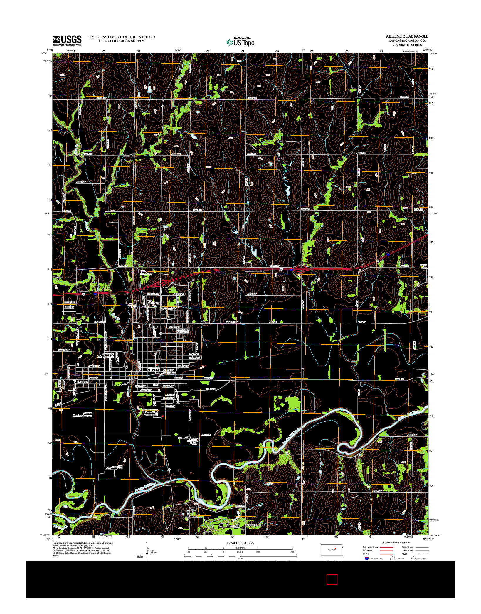 USGS US TOPO 7.5-MINUTE MAP FOR ABILENE, KS 2012