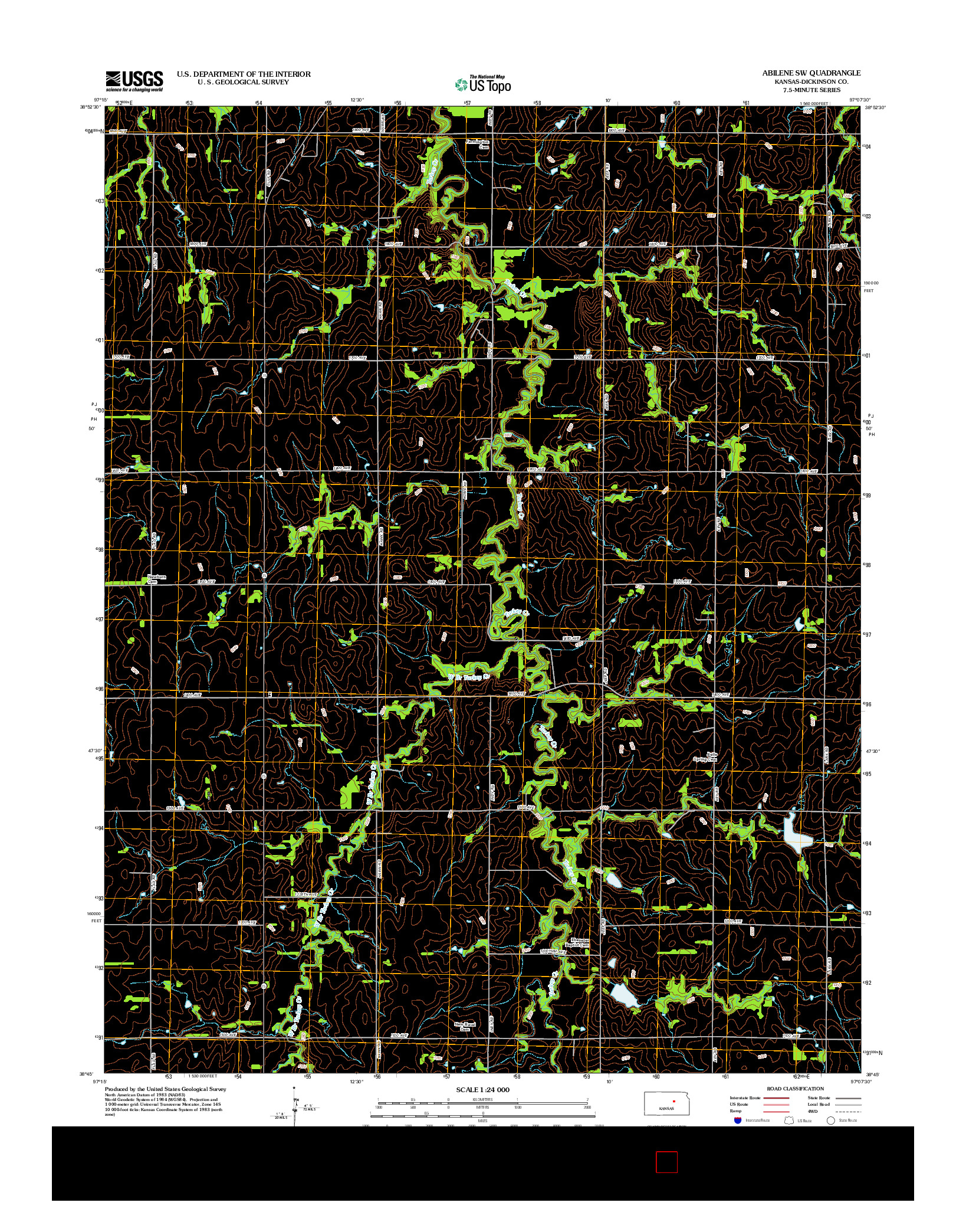 USGS US TOPO 7.5-MINUTE MAP FOR ABILENE SW, KS 2012