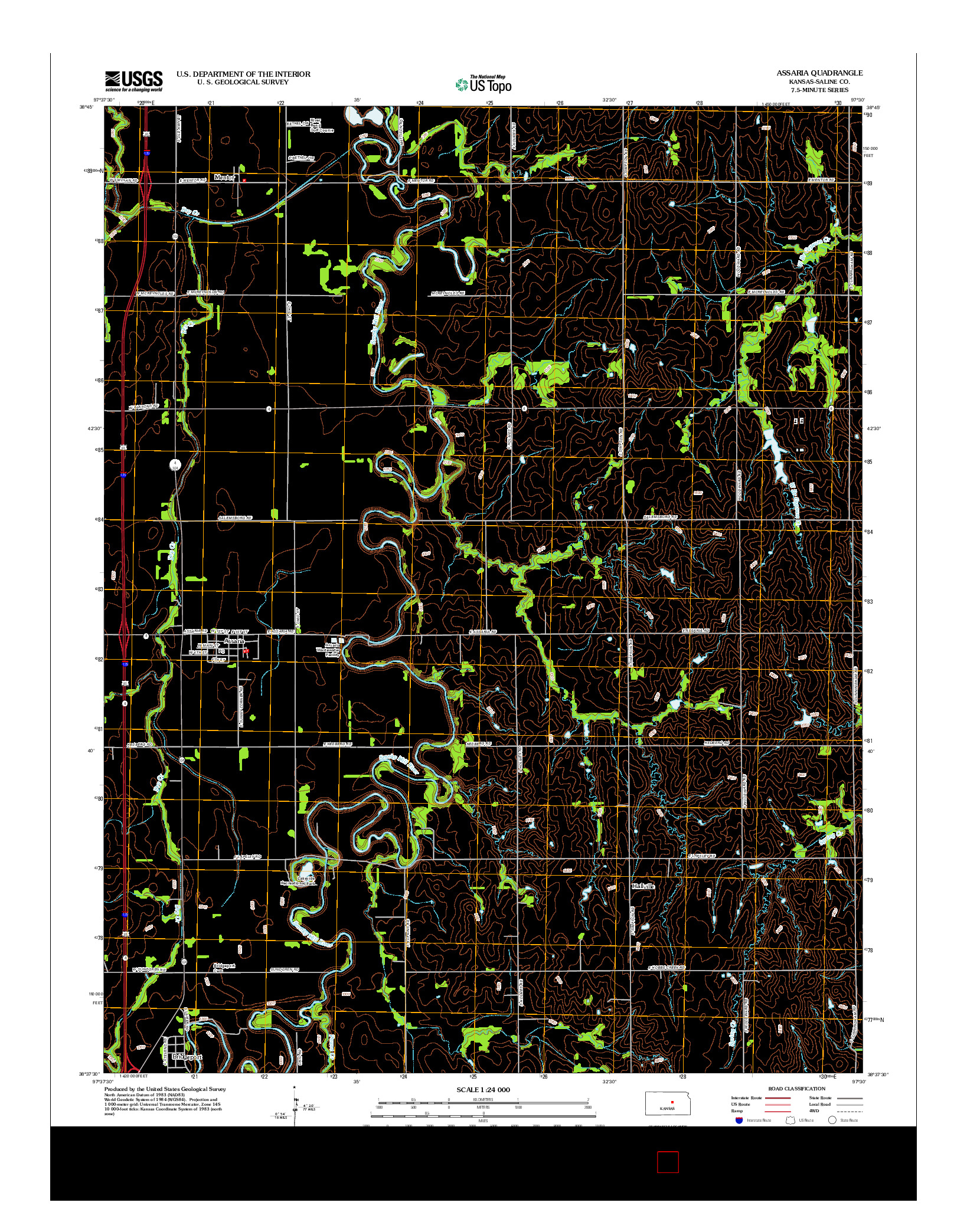 USGS US TOPO 7.5-MINUTE MAP FOR ASSARIA, KS 2012