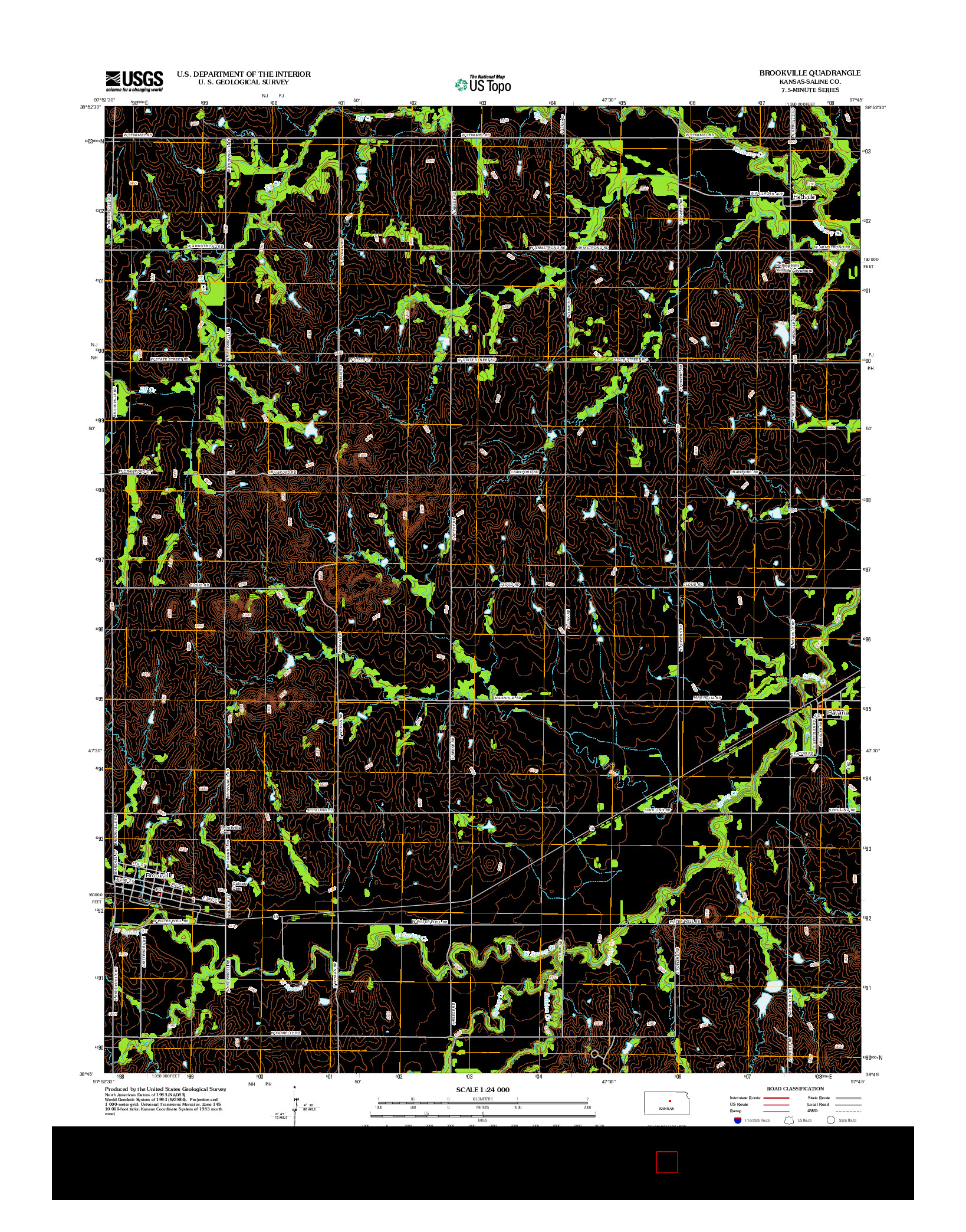 USGS US TOPO 7.5-MINUTE MAP FOR BROOKVILLE, KS 2012