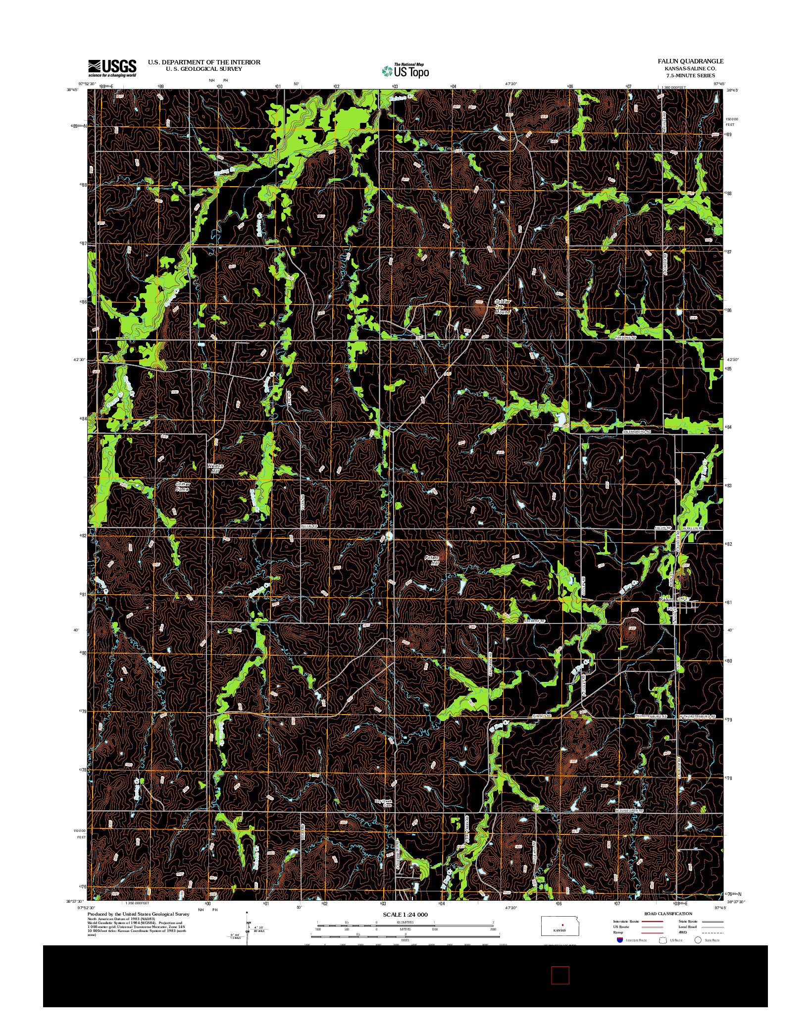 USGS US TOPO 7.5-MINUTE MAP FOR FALUN, KS 2012