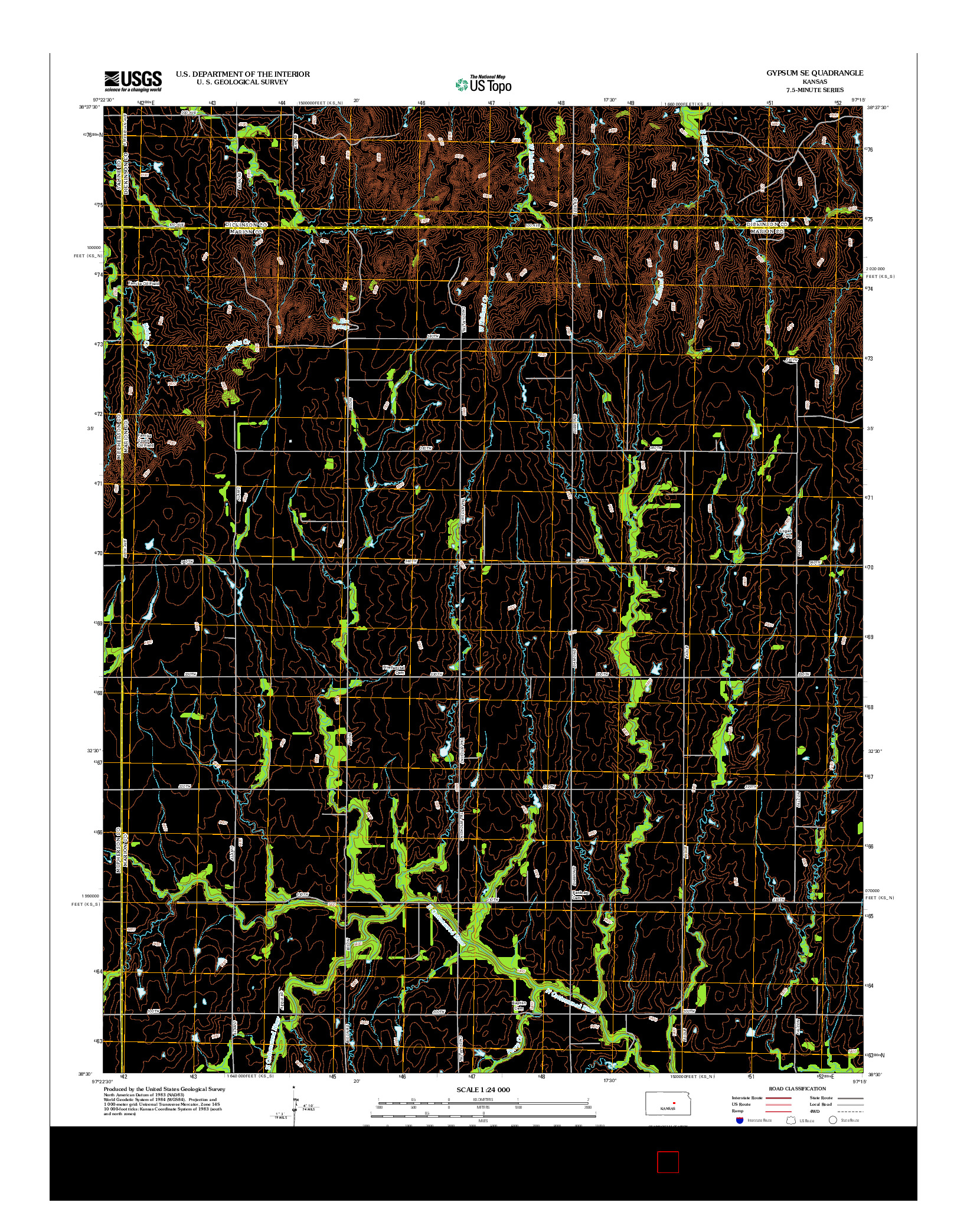 USGS US TOPO 7.5-MINUTE MAP FOR GYPSUM SE, KS 2012