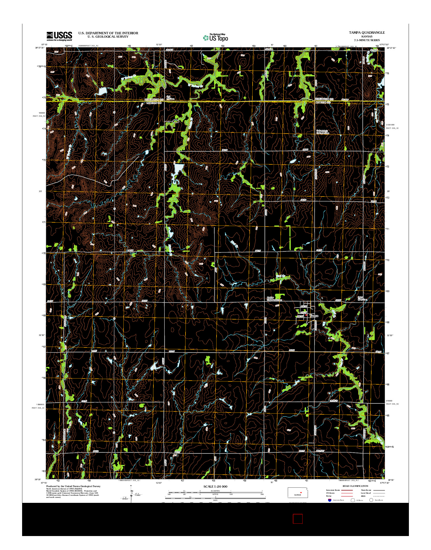 USGS US TOPO 7.5-MINUTE MAP FOR TAMPA, KS 2012