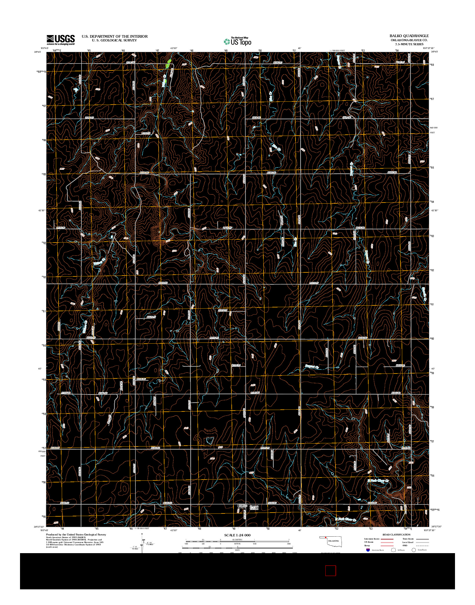 USGS US TOPO 7.5-MINUTE MAP FOR BALKO, OK 2012