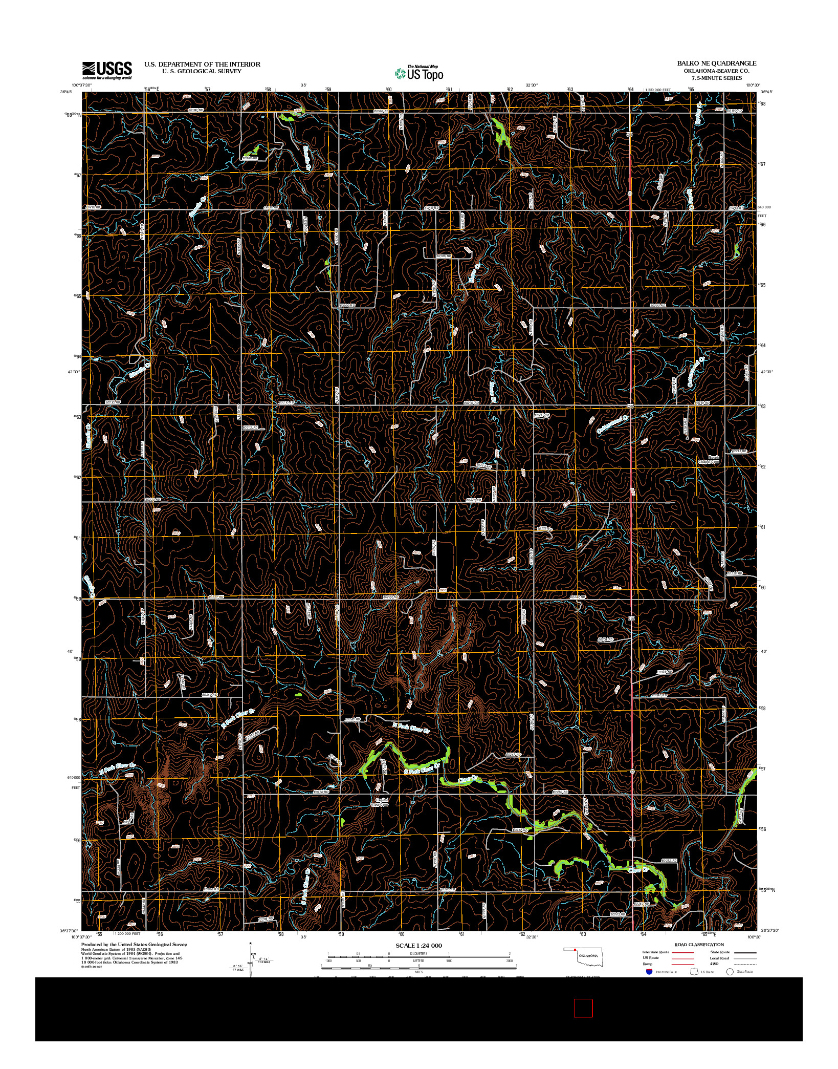 USGS US TOPO 7.5-MINUTE MAP FOR BALKO NE, OK 2012