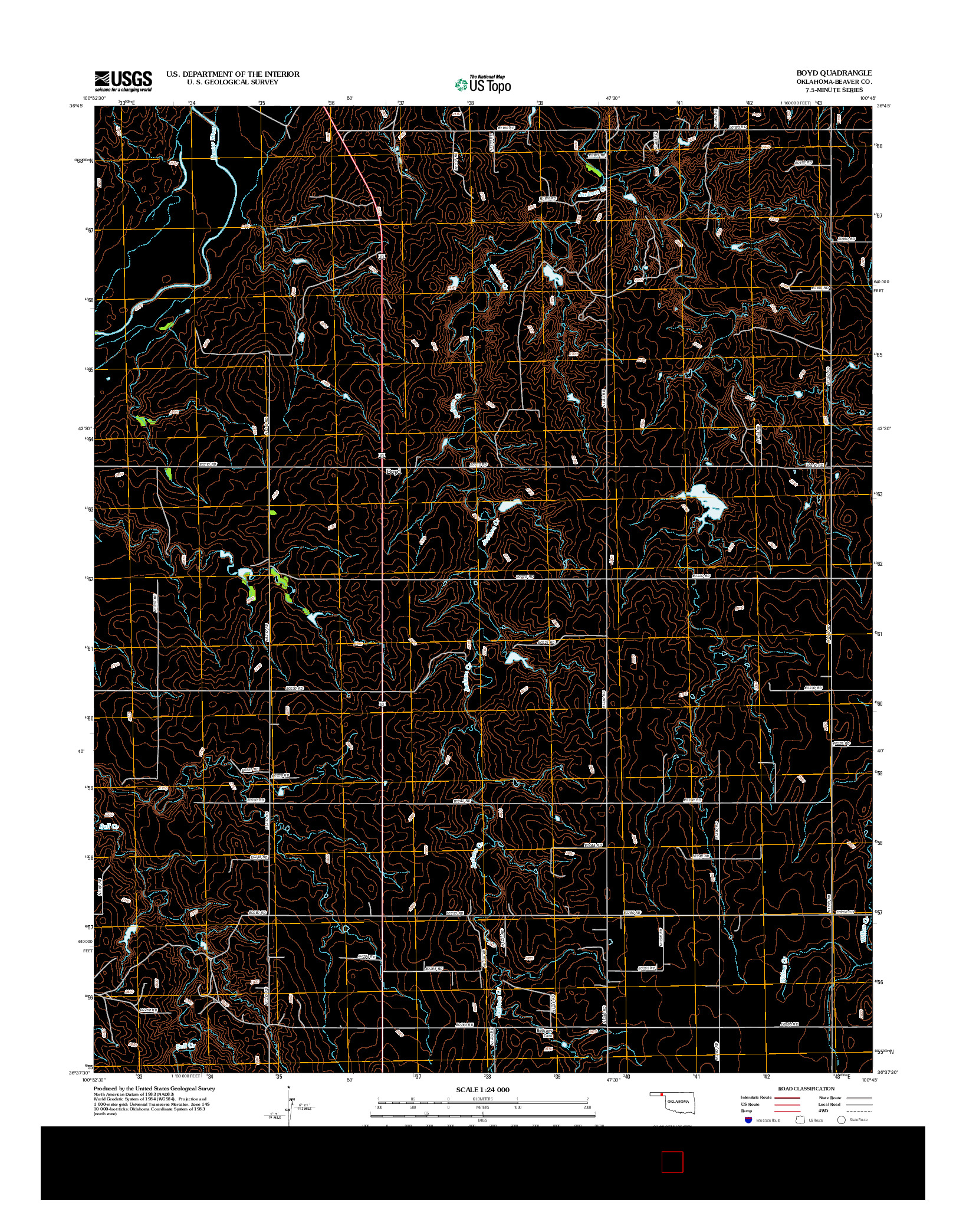 USGS US TOPO 7.5-MINUTE MAP FOR BOYD, OK 2012