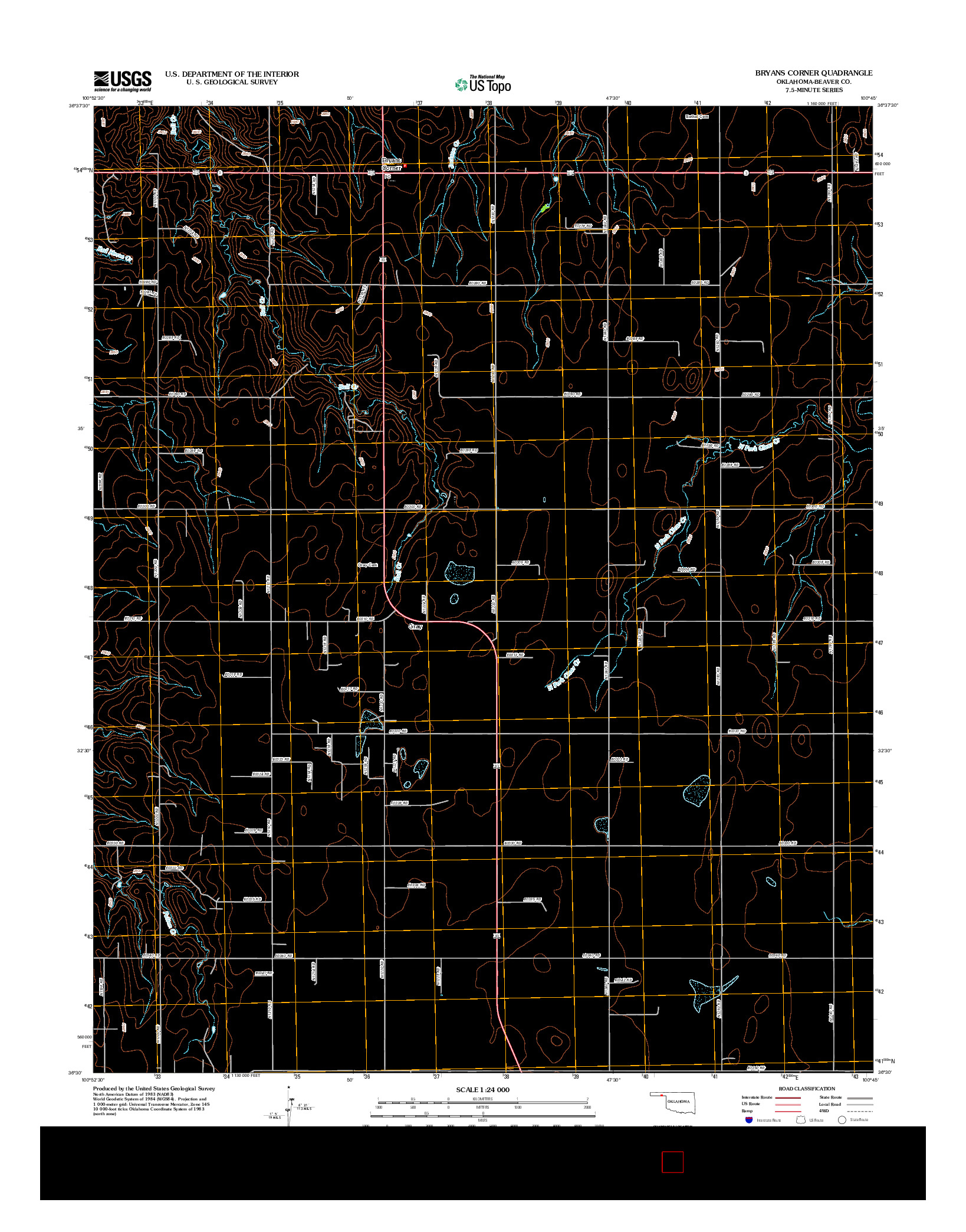 USGS US TOPO 7.5-MINUTE MAP FOR BRYANS CORNER, OK 2012