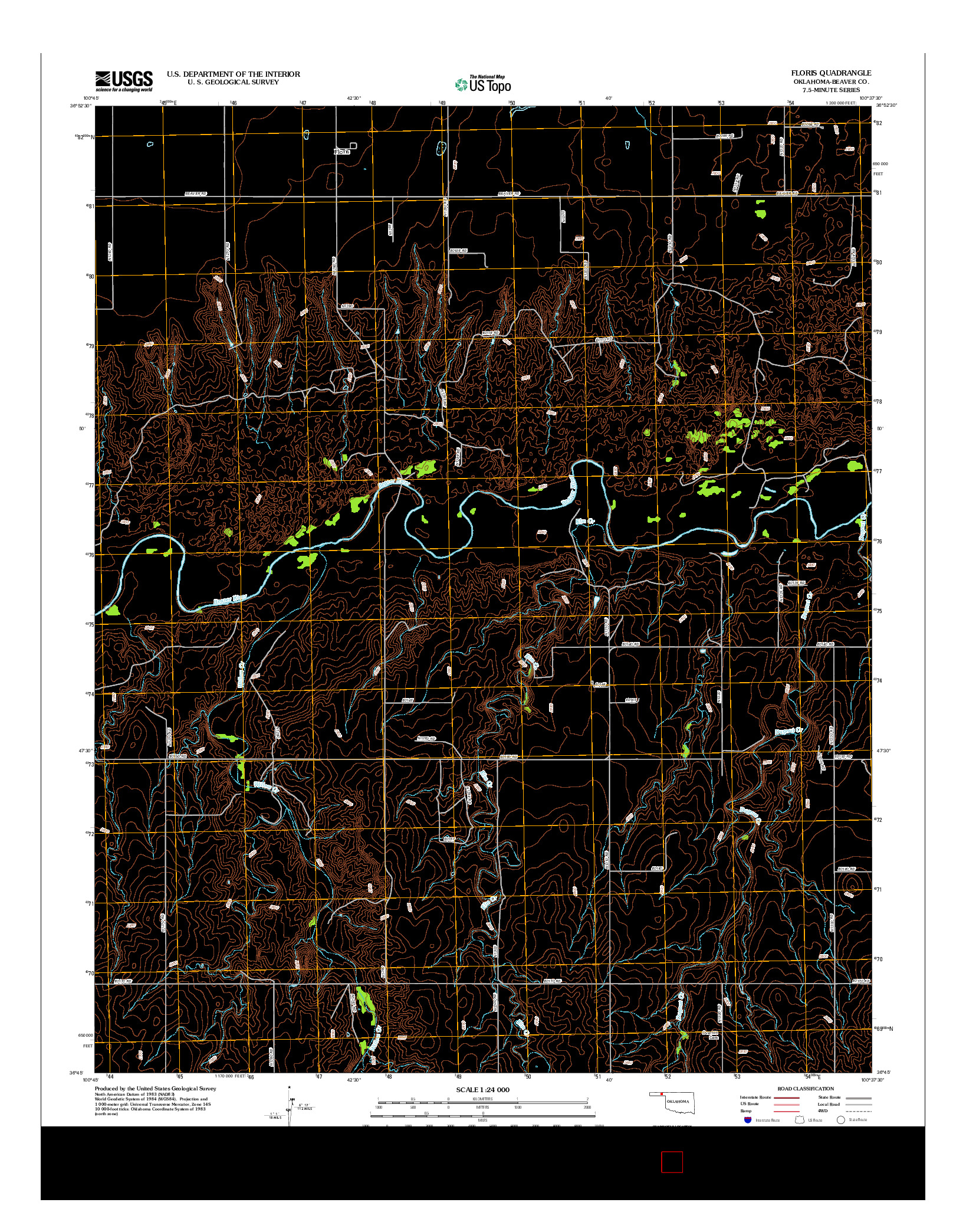 USGS US TOPO 7.5-MINUTE MAP FOR FLORIS, OK 2012