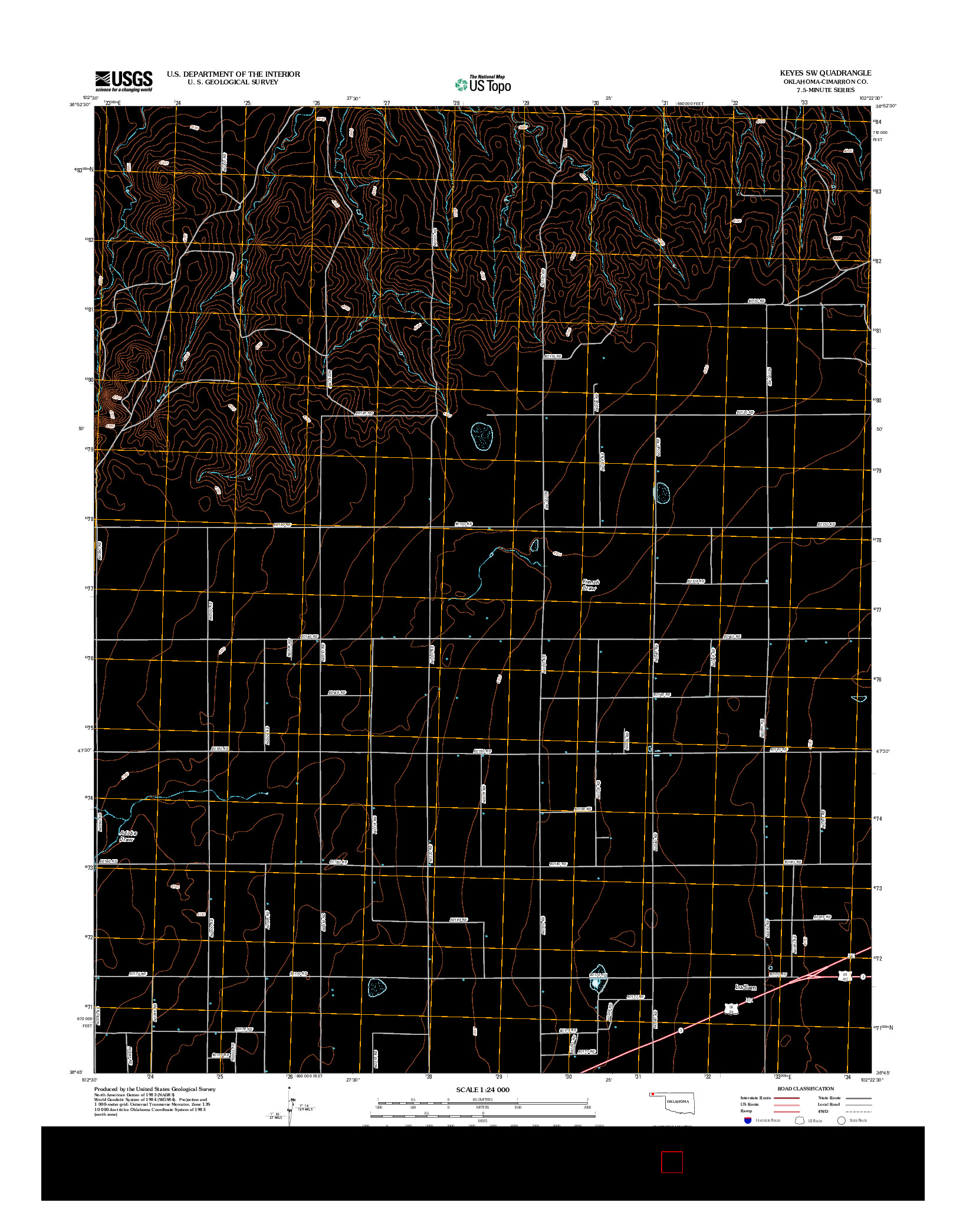 USGS US TOPO 7.5-MINUTE MAP FOR KEYES SW, OK 2012