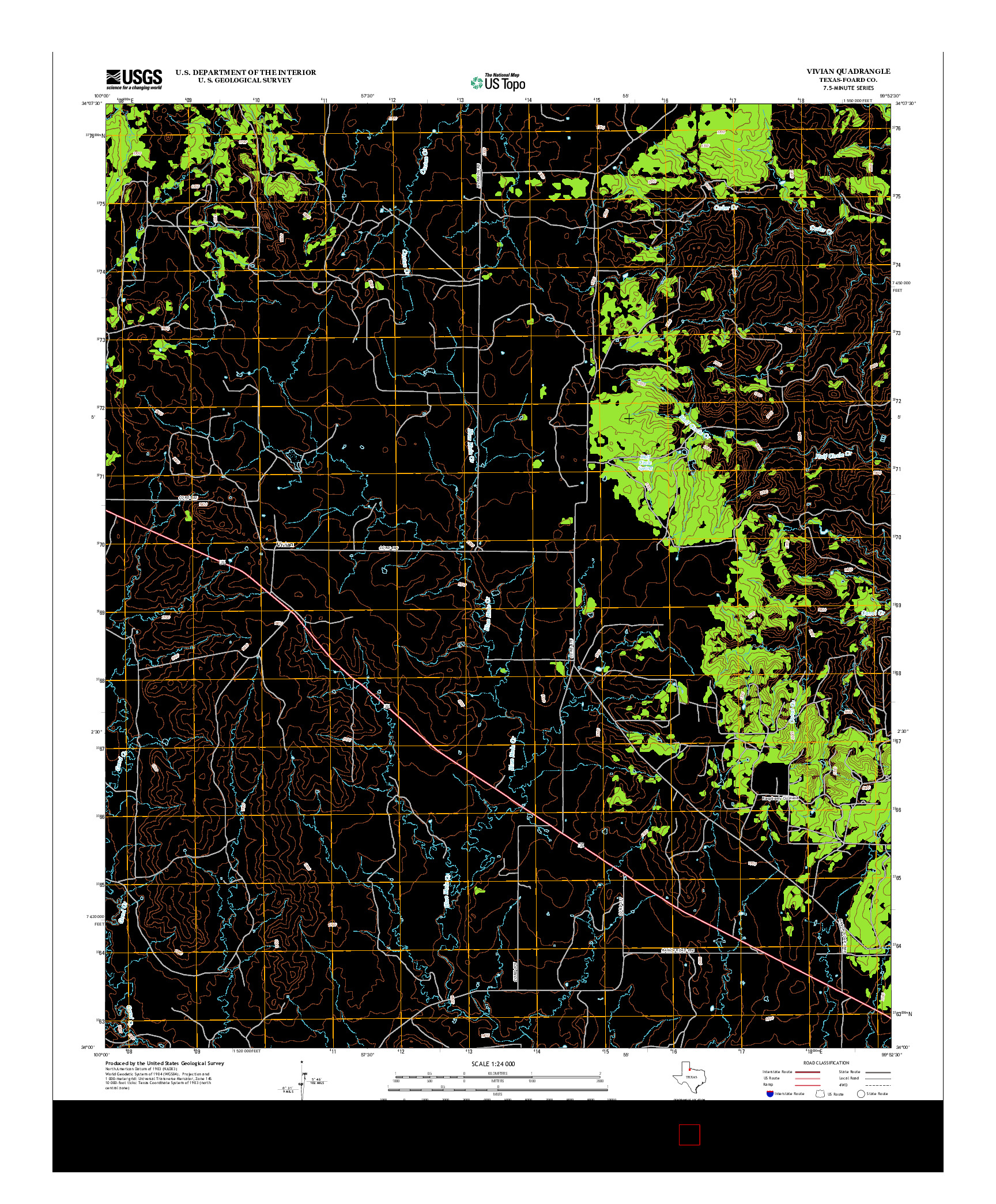 USGS US TOPO 7.5-MINUTE MAP FOR VIVIAN, TX 2012