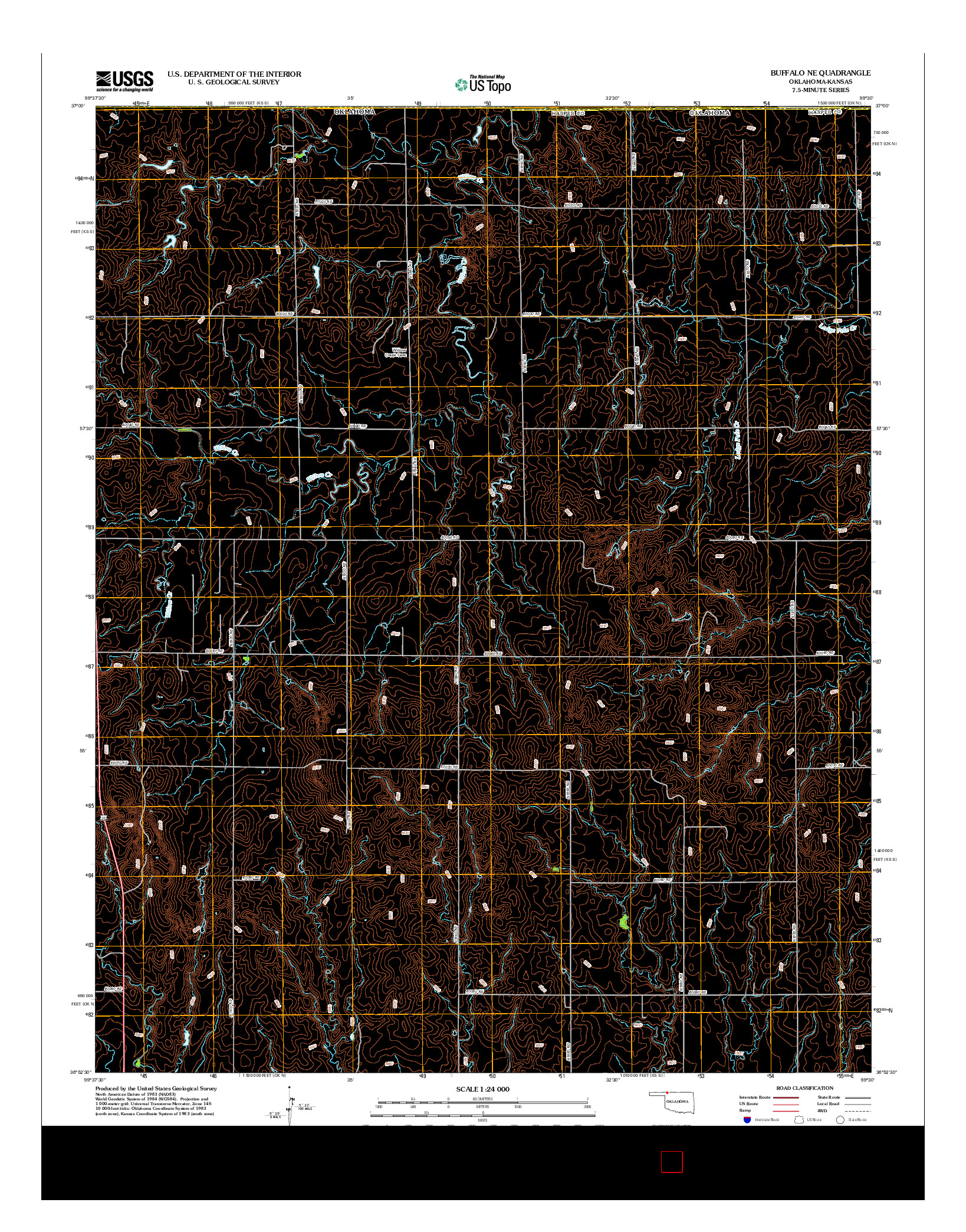 USGS US TOPO 7.5-MINUTE MAP FOR BUFFALO NE, OK-KS 2012