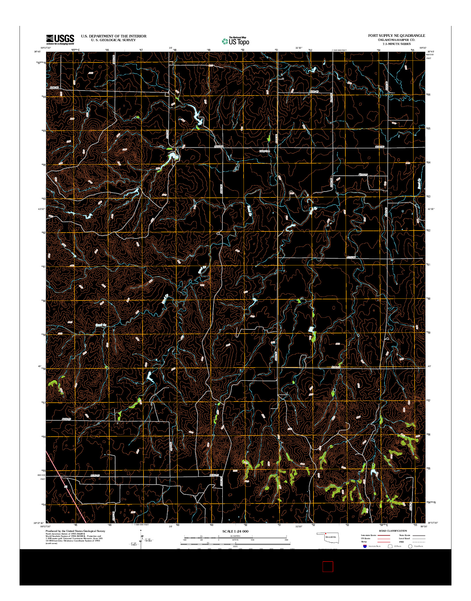 USGS US TOPO 7.5-MINUTE MAP FOR FORT SUPPLY NE, OK 2012