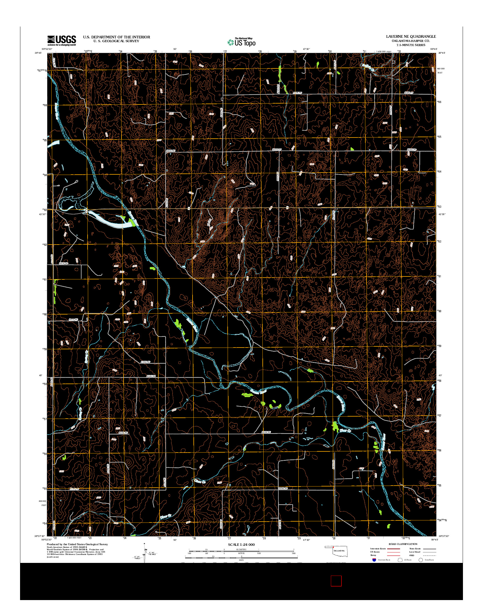USGS US TOPO 7.5-MINUTE MAP FOR LAVERNE NE, OK 2012