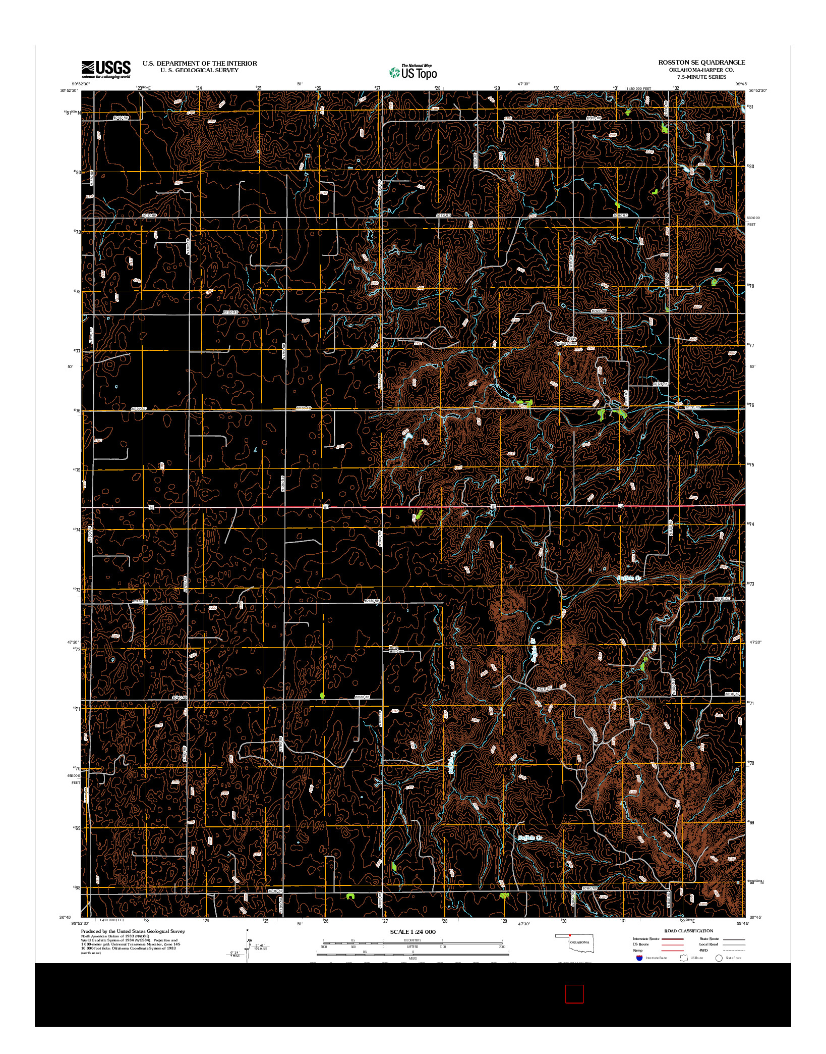 USGS US TOPO 7.5-MINUTE MAP FOR ROSSTON SE, OK 2012