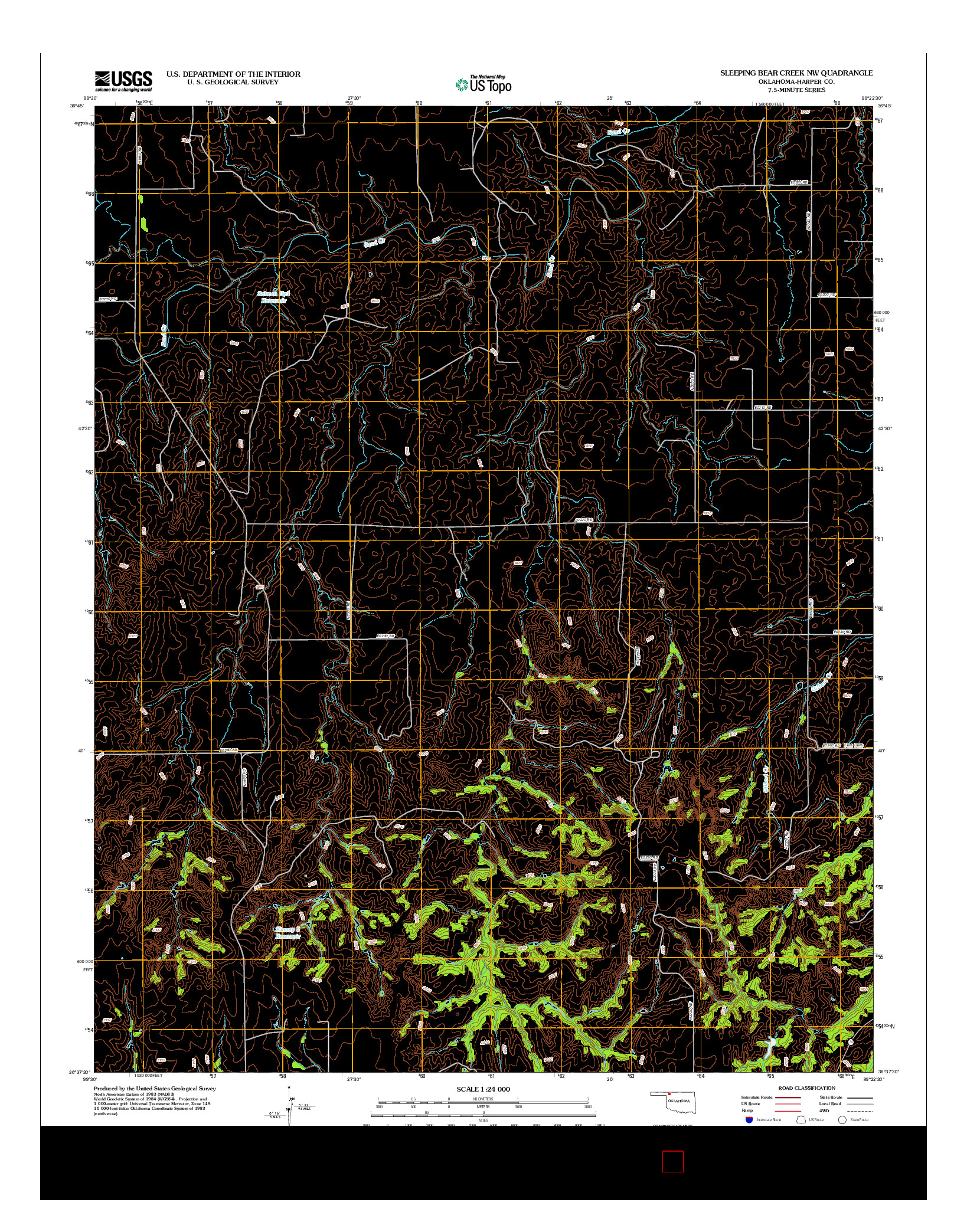 USGS US TOPO 7.5-MINUTE MAP FOR SLEEPING BEAR CREEK NW, OK 2012