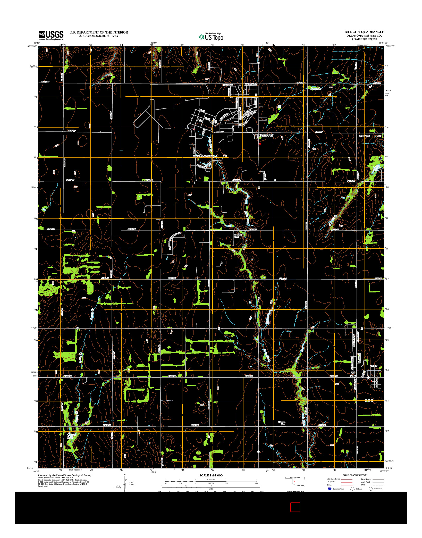 USGS US TOPO 7.5-MINUTE MAP FOR DILL CITY, OK 2012