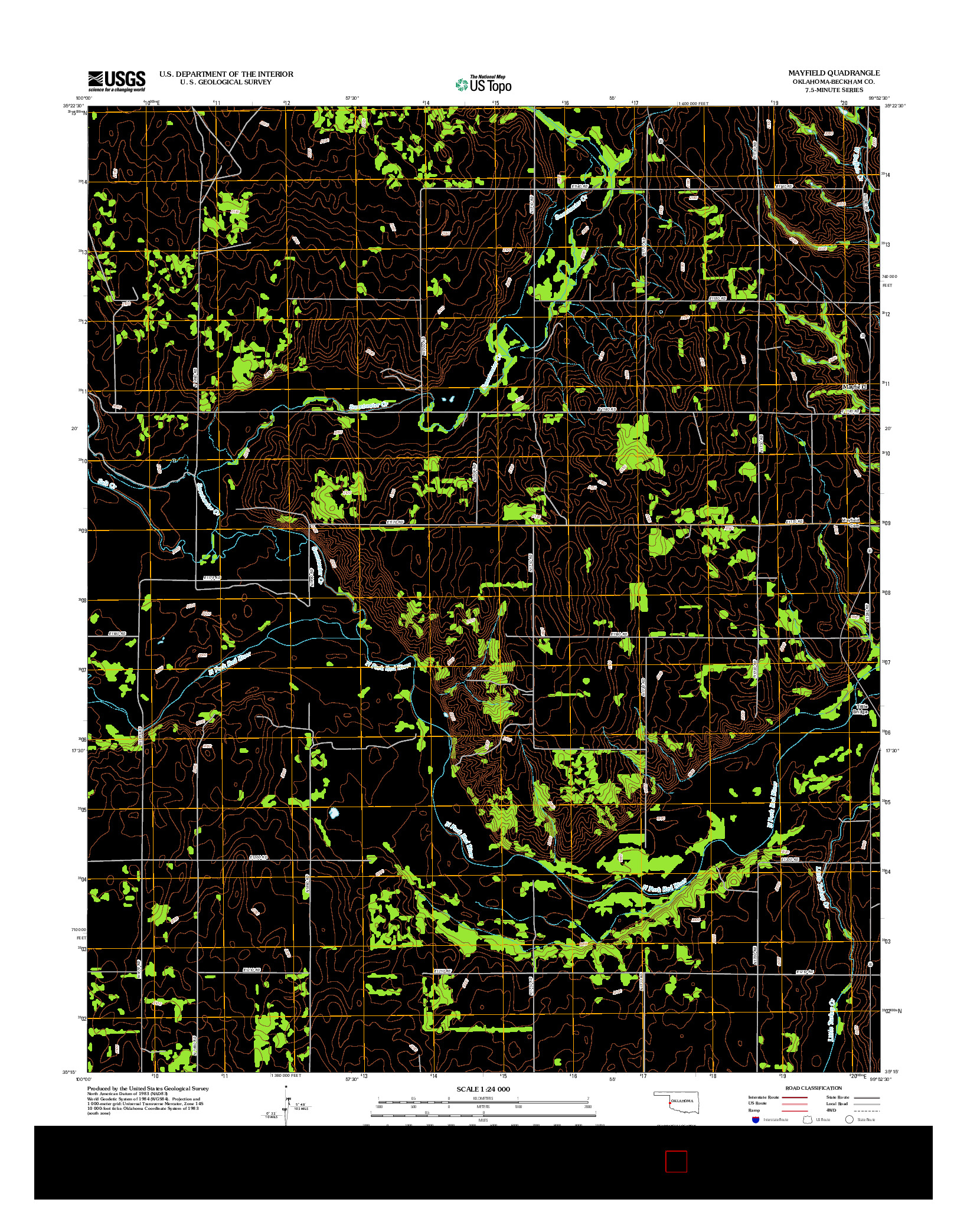 USGS US TOPO 7.5-MINUTE MAP FOR MAYFIELD, OK 2012