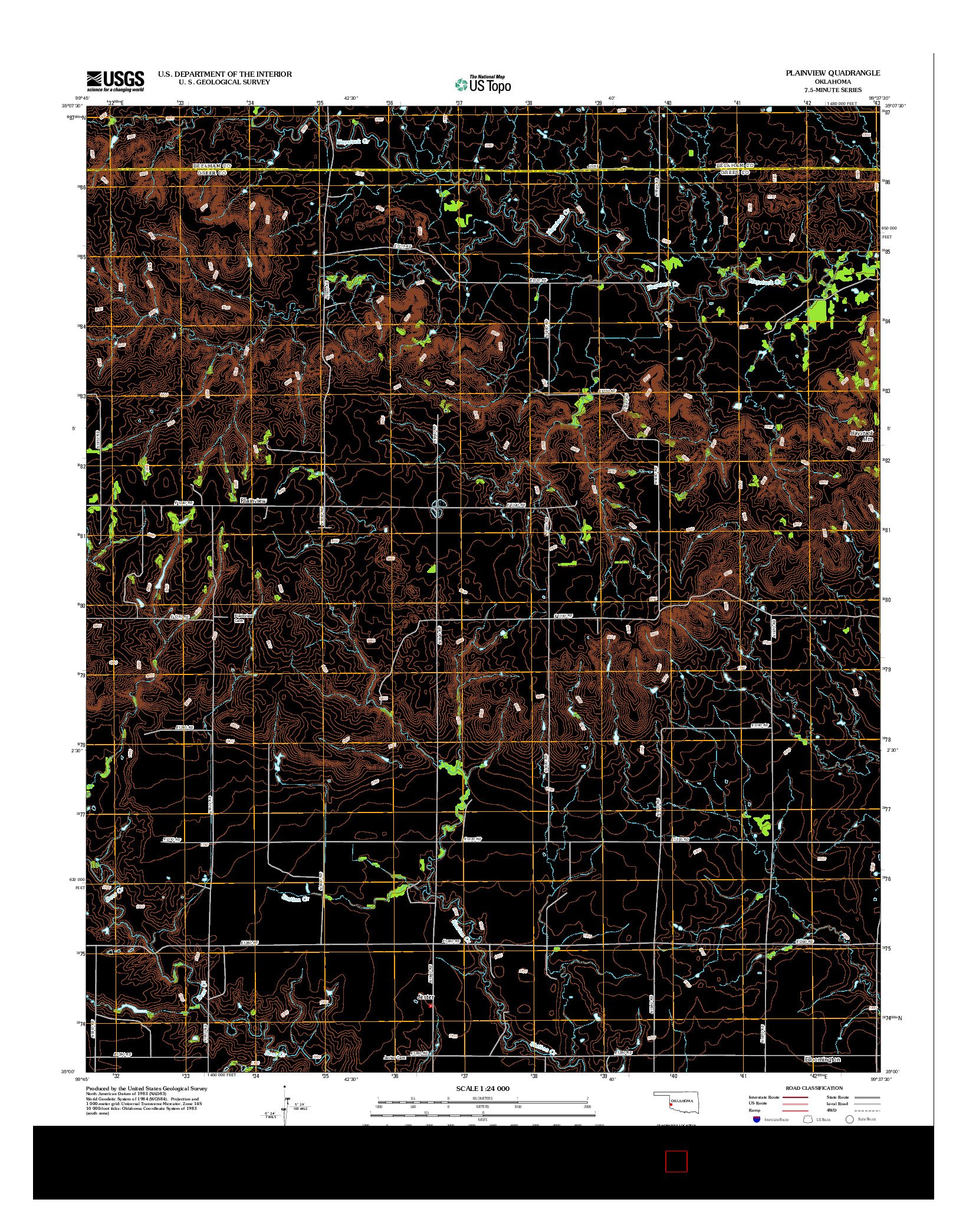 USGS US TOPO 7.5-MINUTE MAP FOR PLAINVIEW, OK 2012