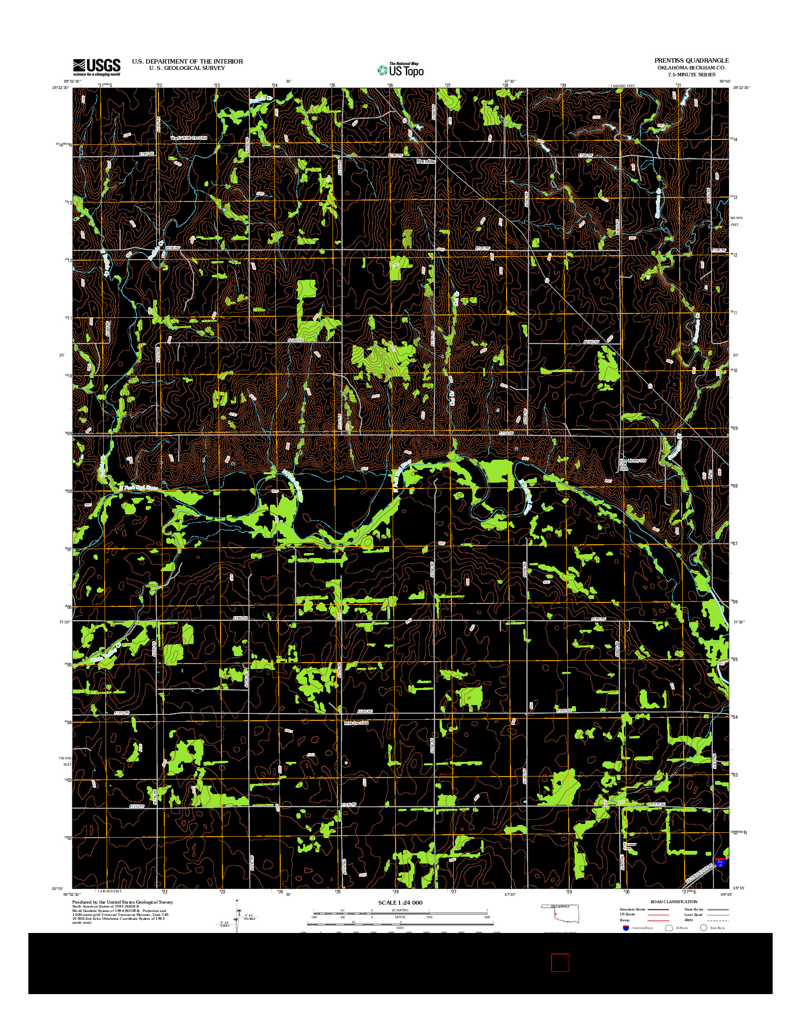 USGS US TOPO 7.5-MINUTE MAP FOR PRENTISS, OK 2012