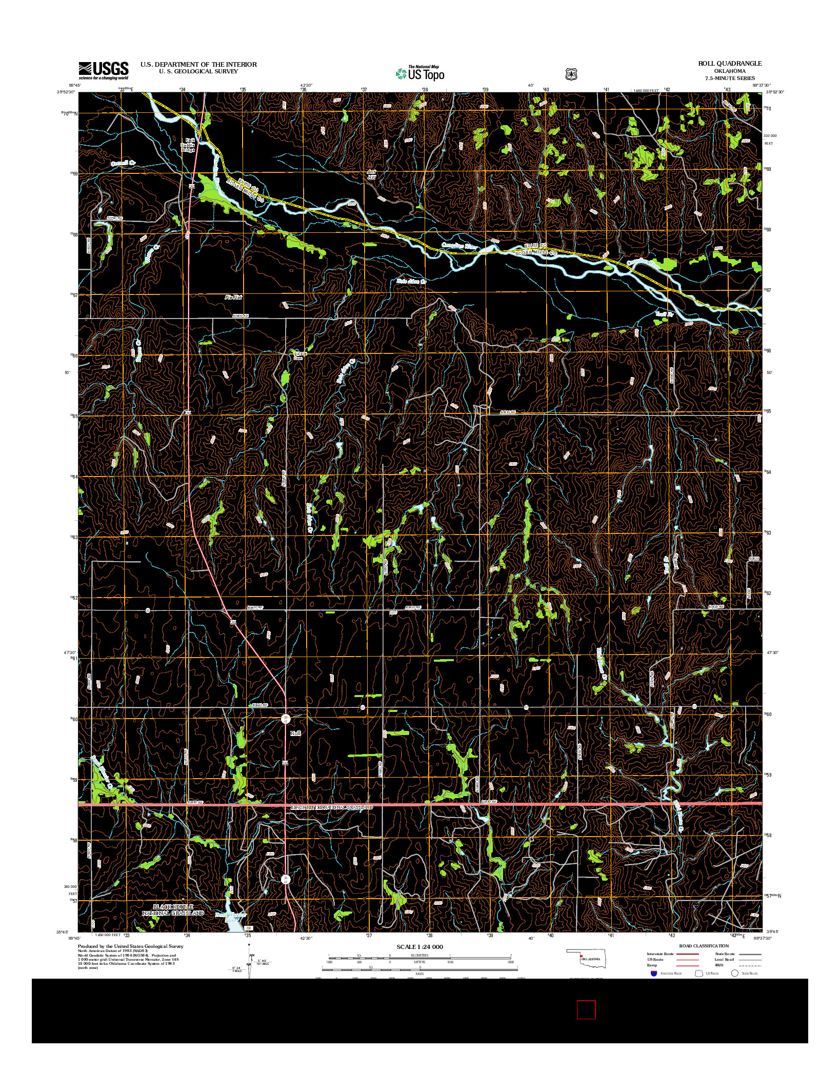 USGS US TOPO 7.5-MINUTE MAP FOR ROLL, OK 2012