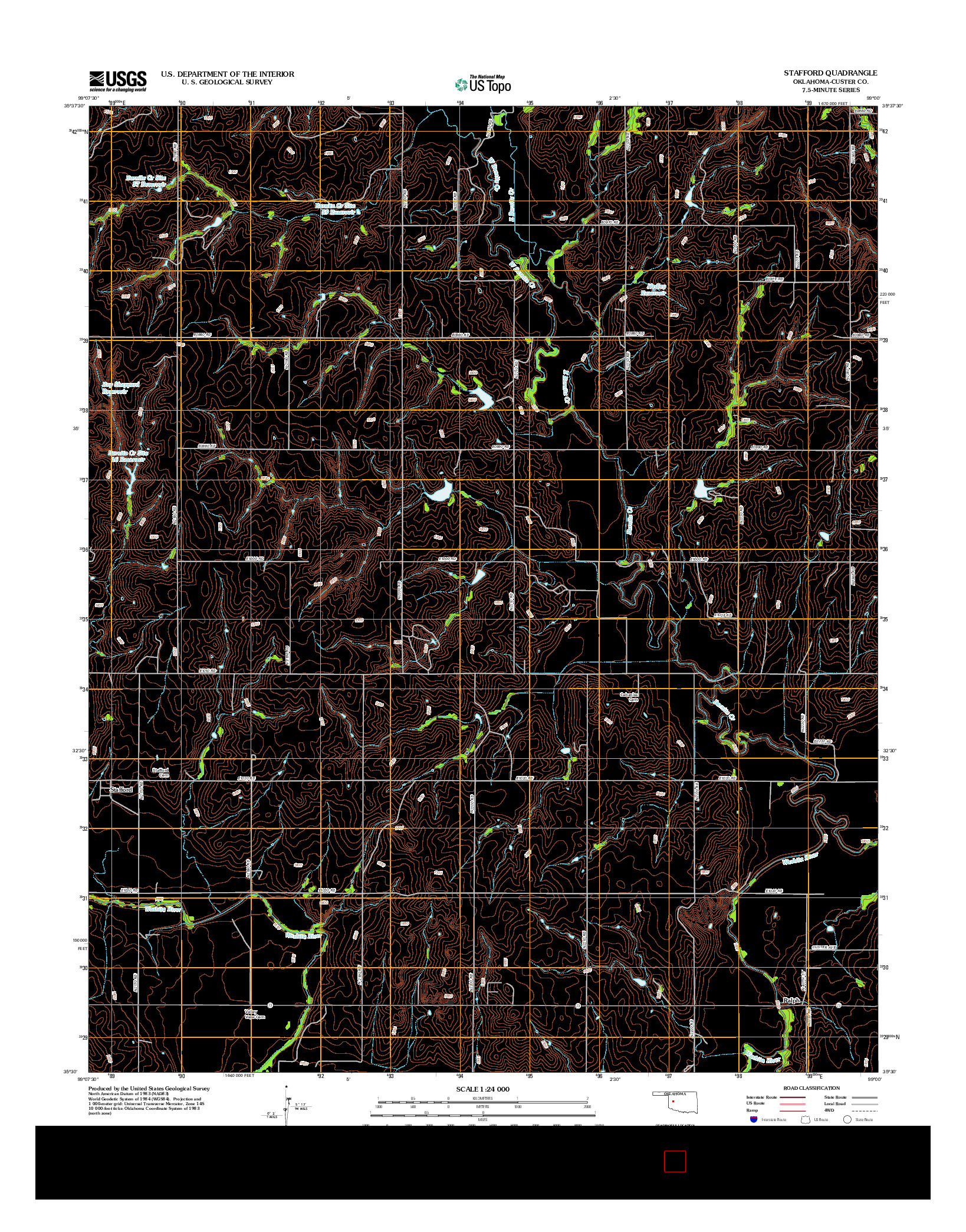 USGS US TOPO 7.5-MINUTE MAP FOR STAFFORD, OK 2012