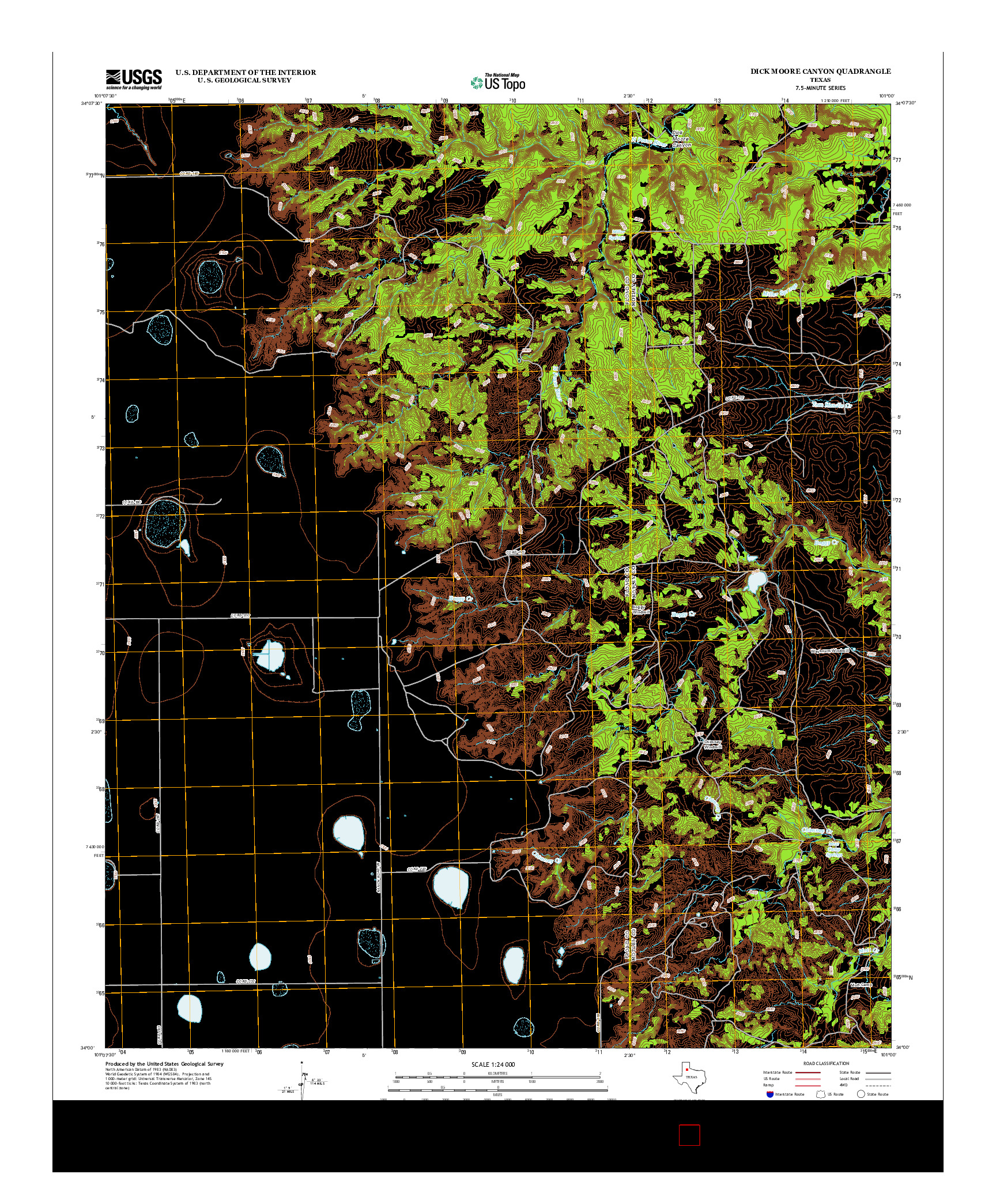 USGS US TOPO 7.5-MINUTE MAP FOR DICK MOORE CANYON, TX 2012