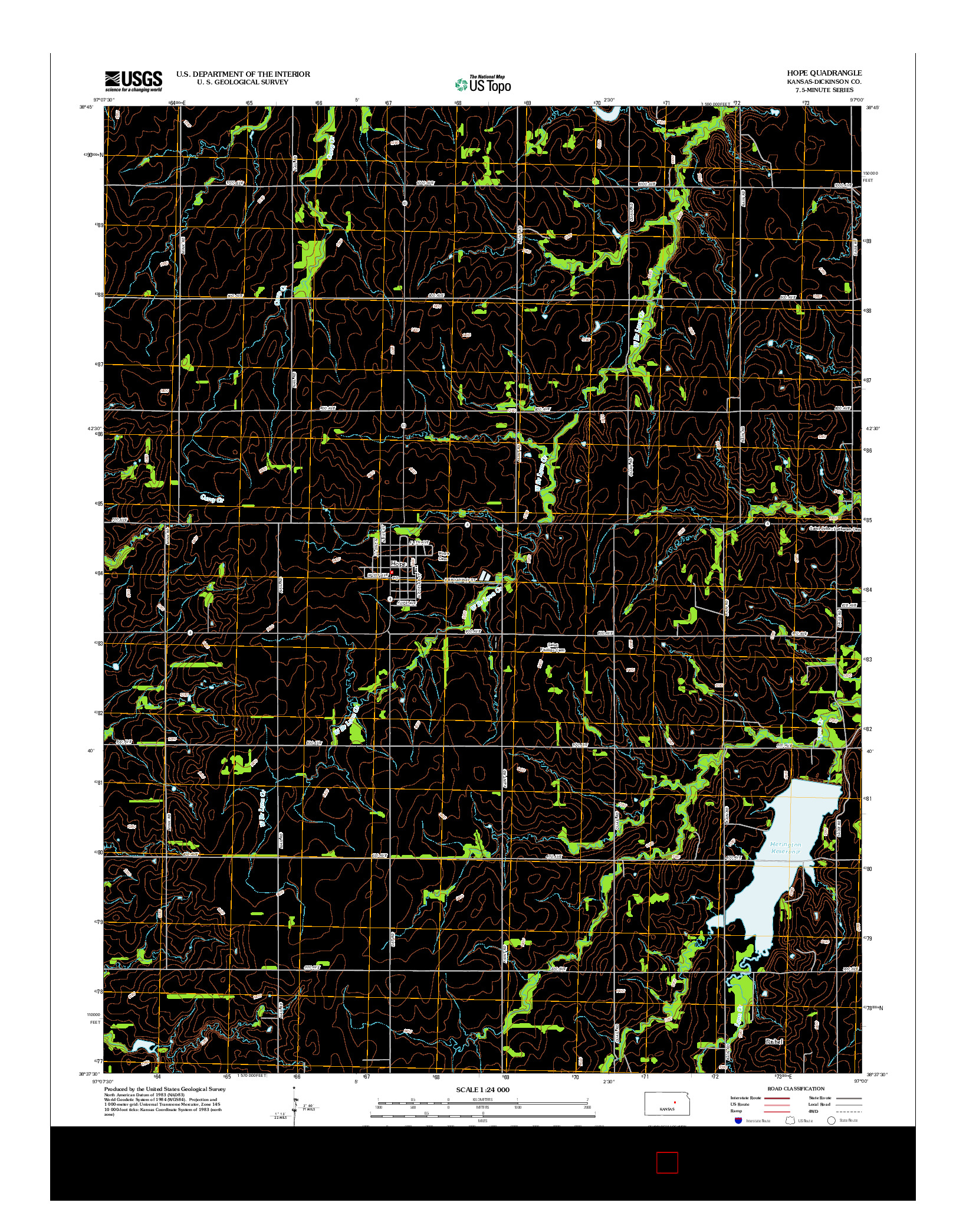 USGS US TOPO 7.5-MINUTE MAP FOR HOPE, KS 2012