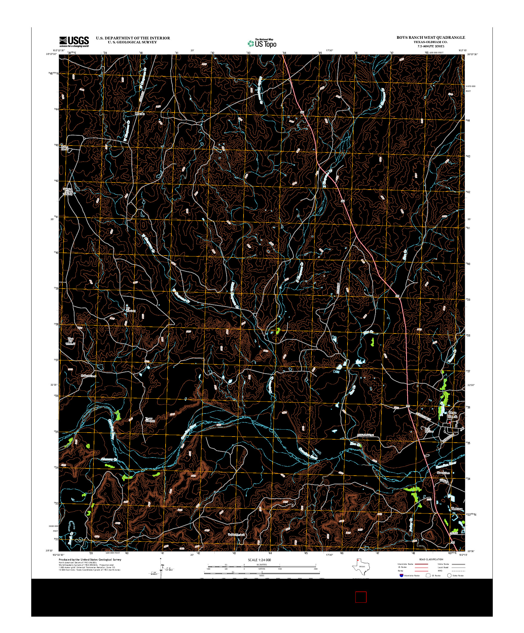 USGS US TOPO 7.5-MINUTE MAP FOR BOYS RANCH WEST, TX 2012