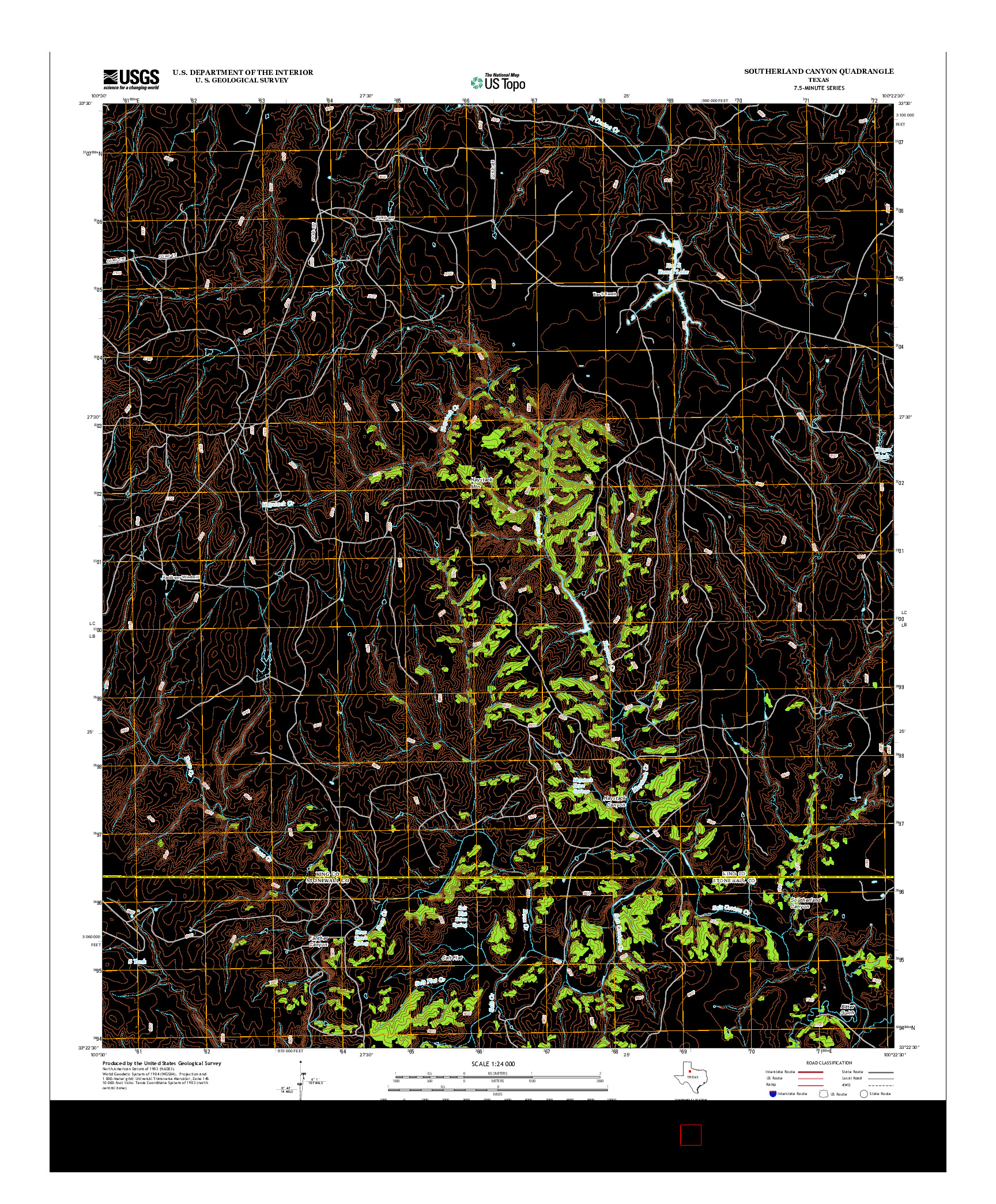USGS US TOPO 7.5-MINUTE MAP FOR SOUTHERLAND CANYON, TX 2012
