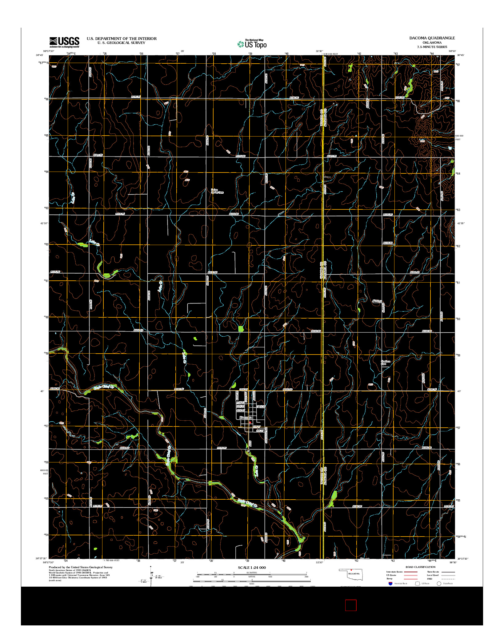 USGS US TOPO 7.5-MINUTE MAP FOR DACOMA, OK 2012