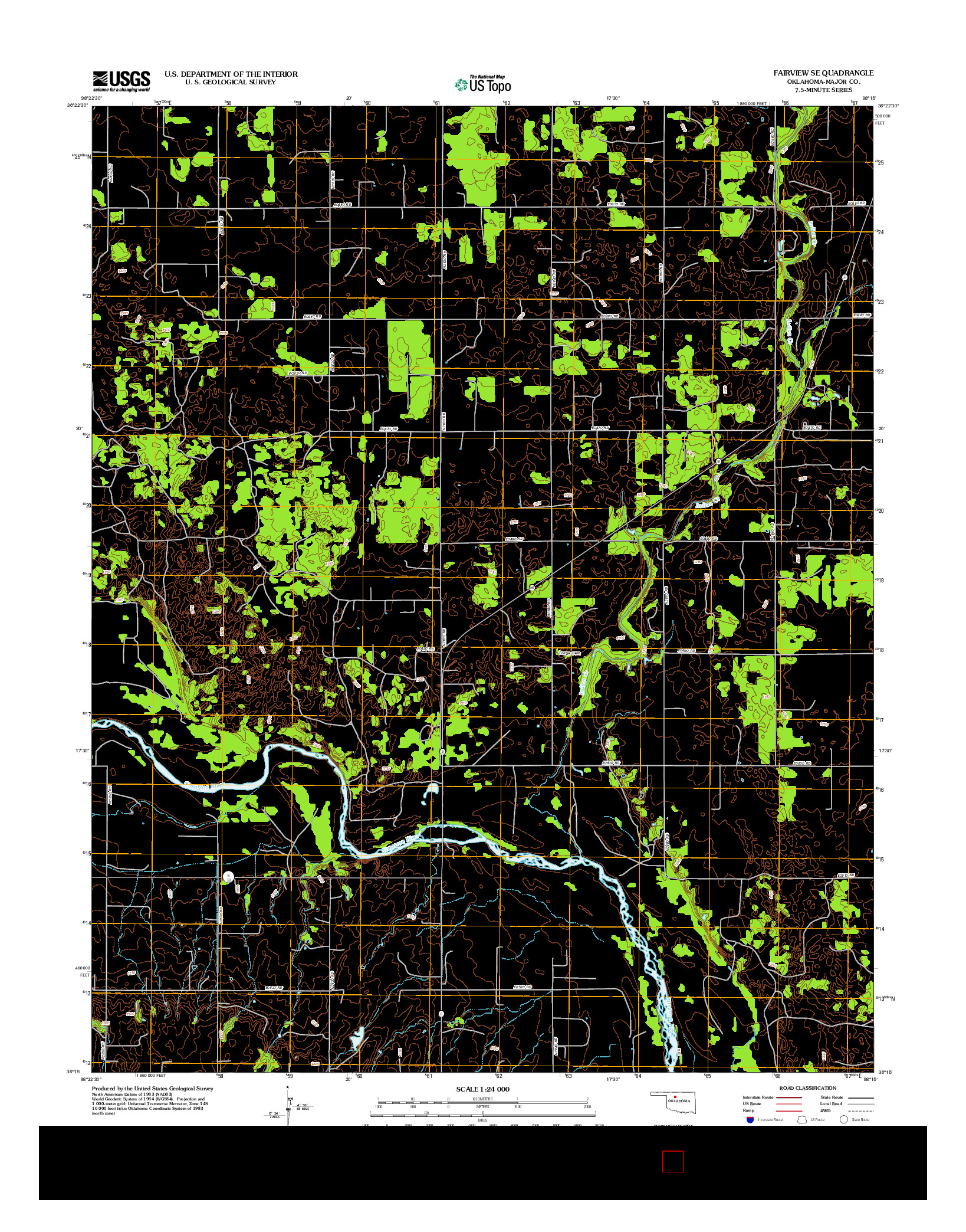 USGS US TOPO 7.5-MINUTE MAP FOR FAIRVIEW SE, OK 2012