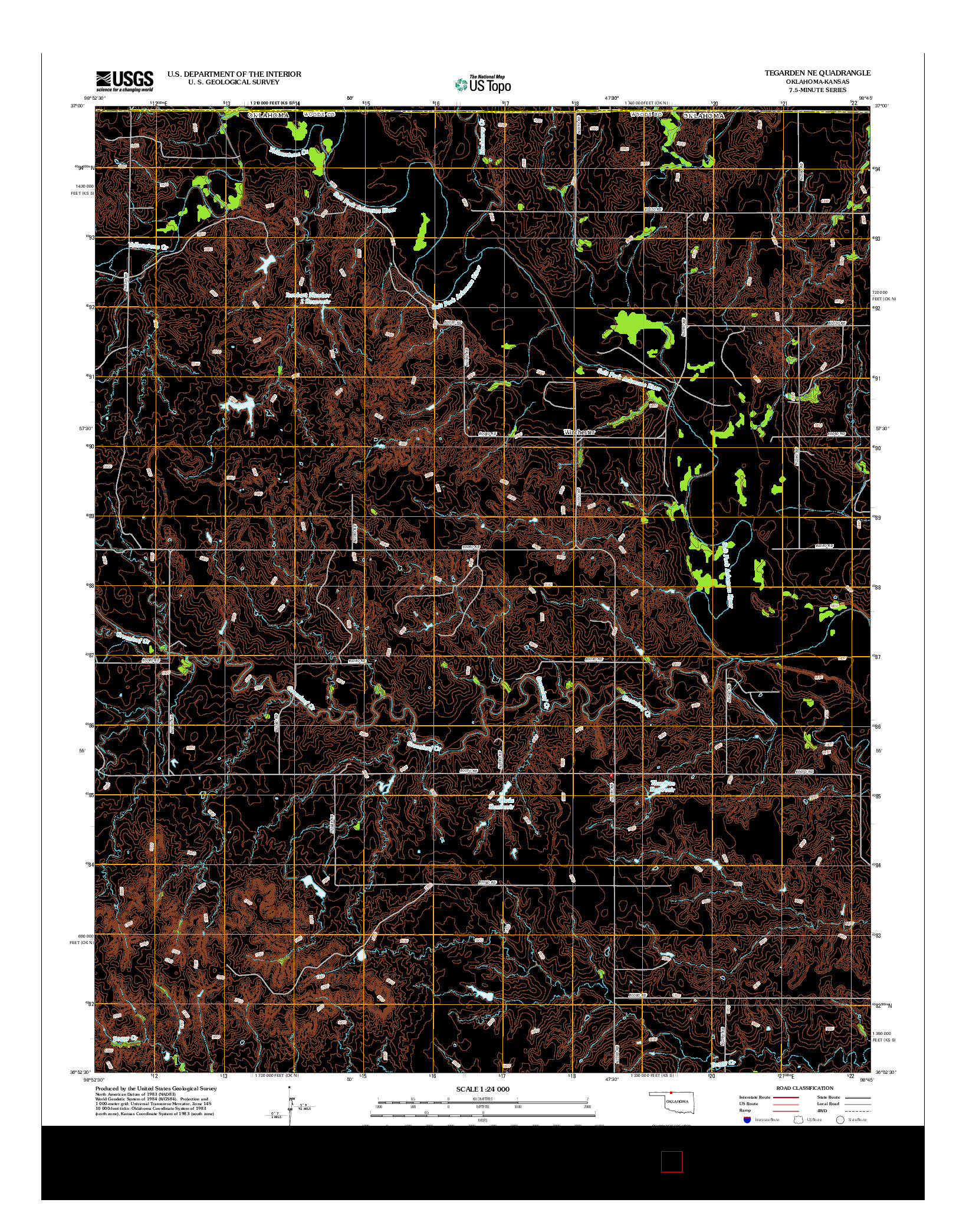 USGS US TOPO 7.5-MINUTE MAP FOR TEGARDEN NE, OK-KS 2012