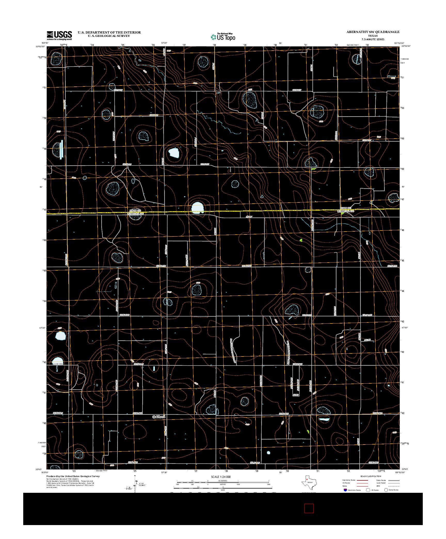 USGS US TOPO 7.5-MINUTE MAP FOR ABERNATHY SW, TX 2012