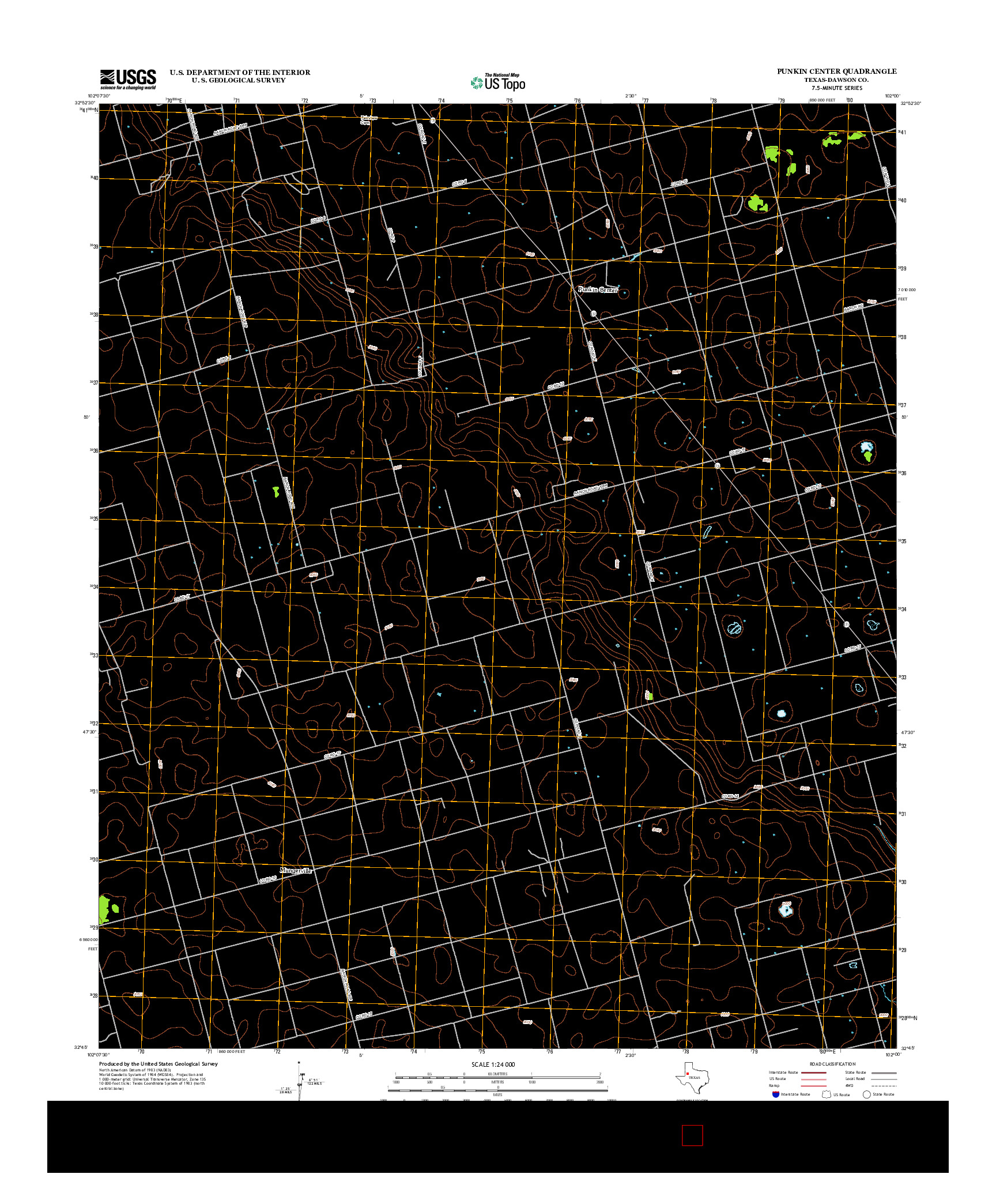 USGS US TOPO 7.5-MINUTE MAP FOR PUNKIN CENTER, TX 2012