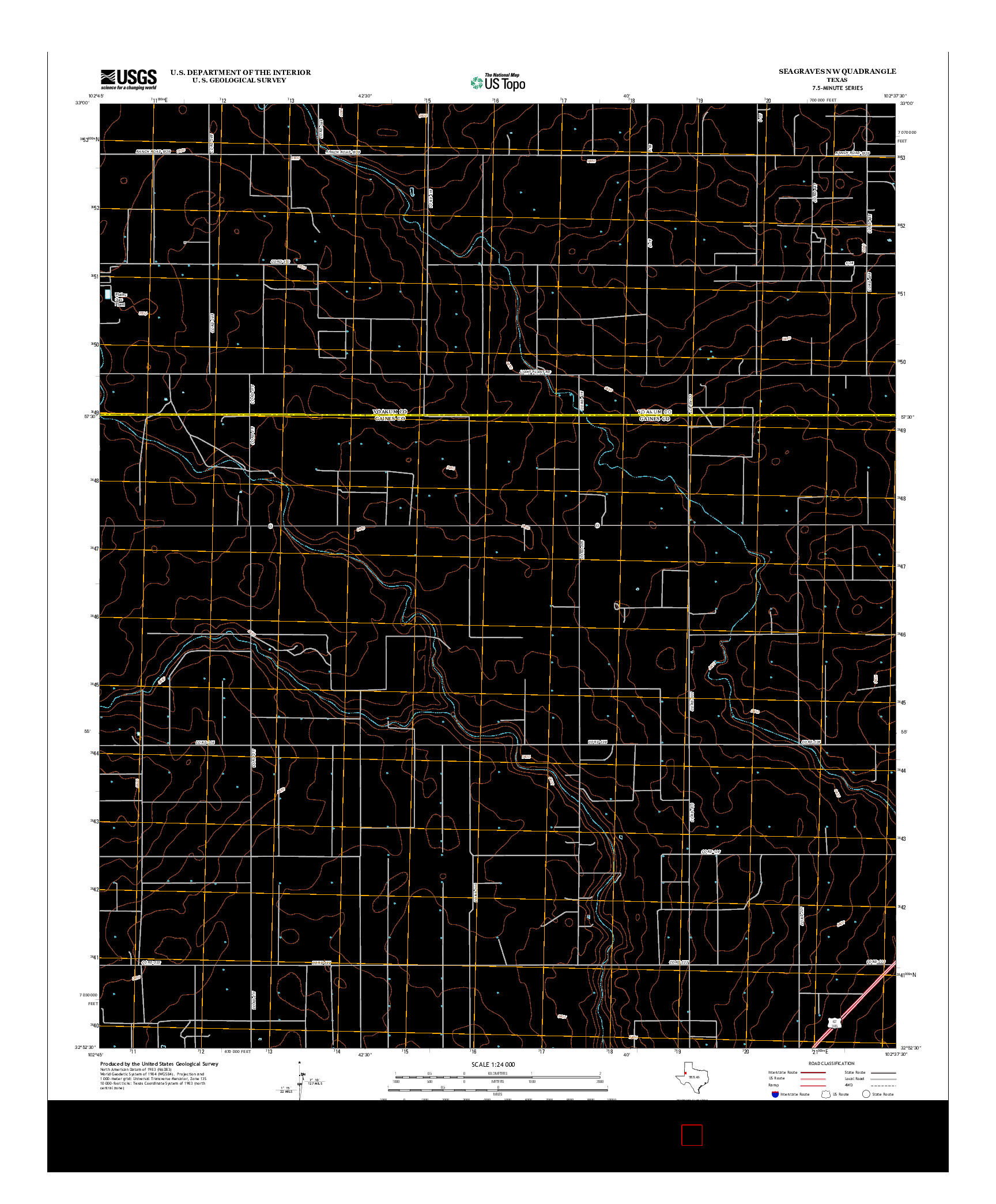 USGS US TOPO 7.5-MINUTE MAP FOR SEAGRAVES NW, TX 2012