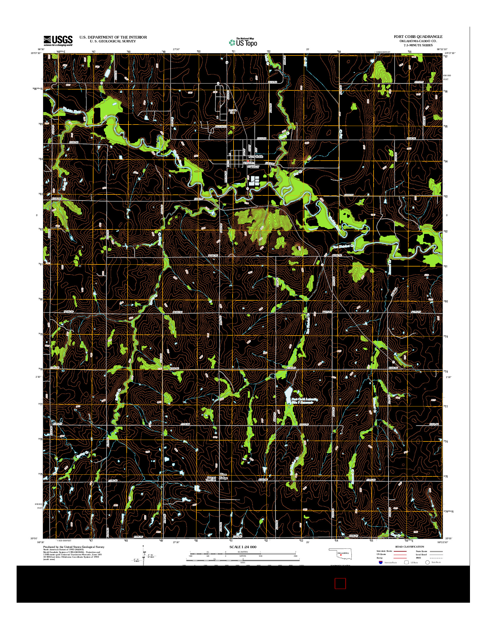 USGS US TOPO 7.5-MINUTE MAP FOR FORT COBB, OK 2012