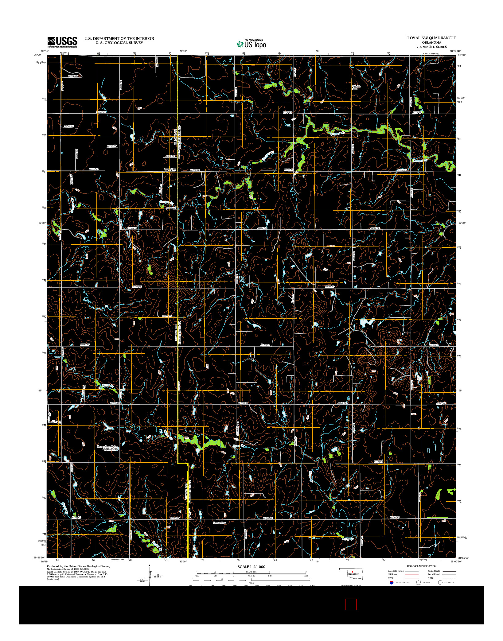 USGS US TOPO 7.5-MINUTE MAP FOR LOYAL NW, OK 2012