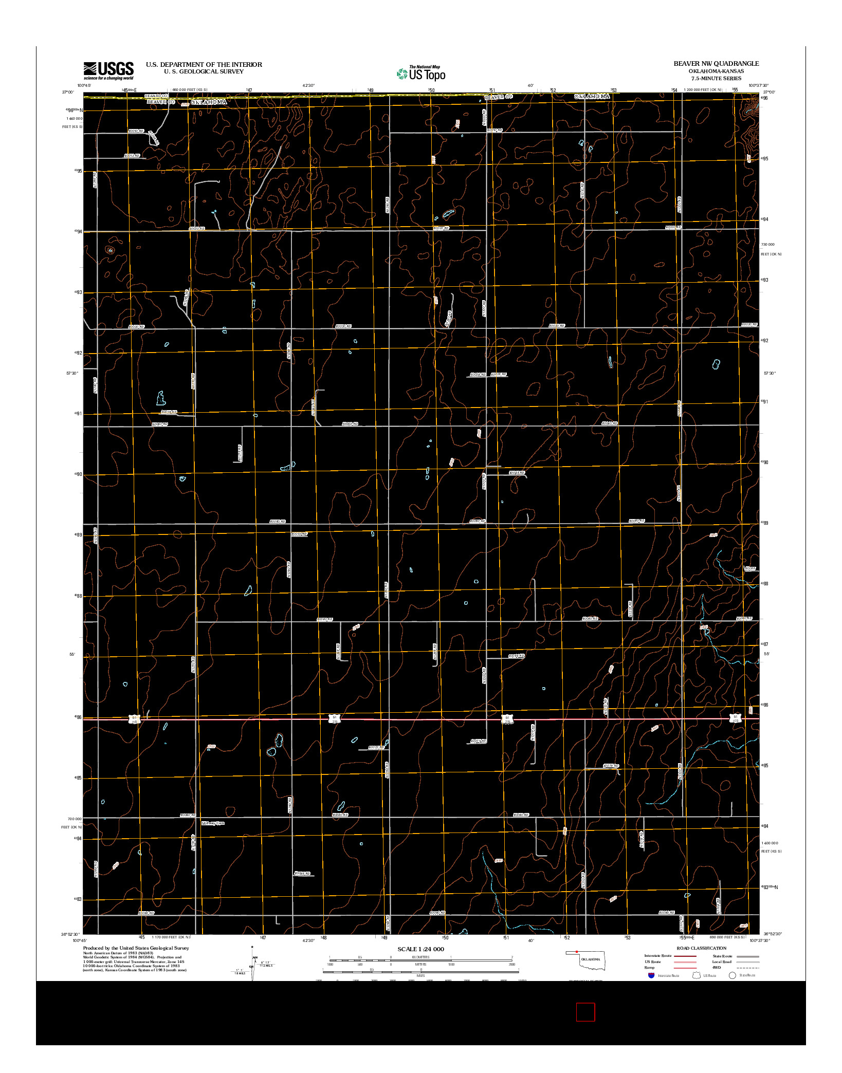 USGS US TOPO 7.5-MINUTE MAP FOR BEAVER NW, OK-KS 2012