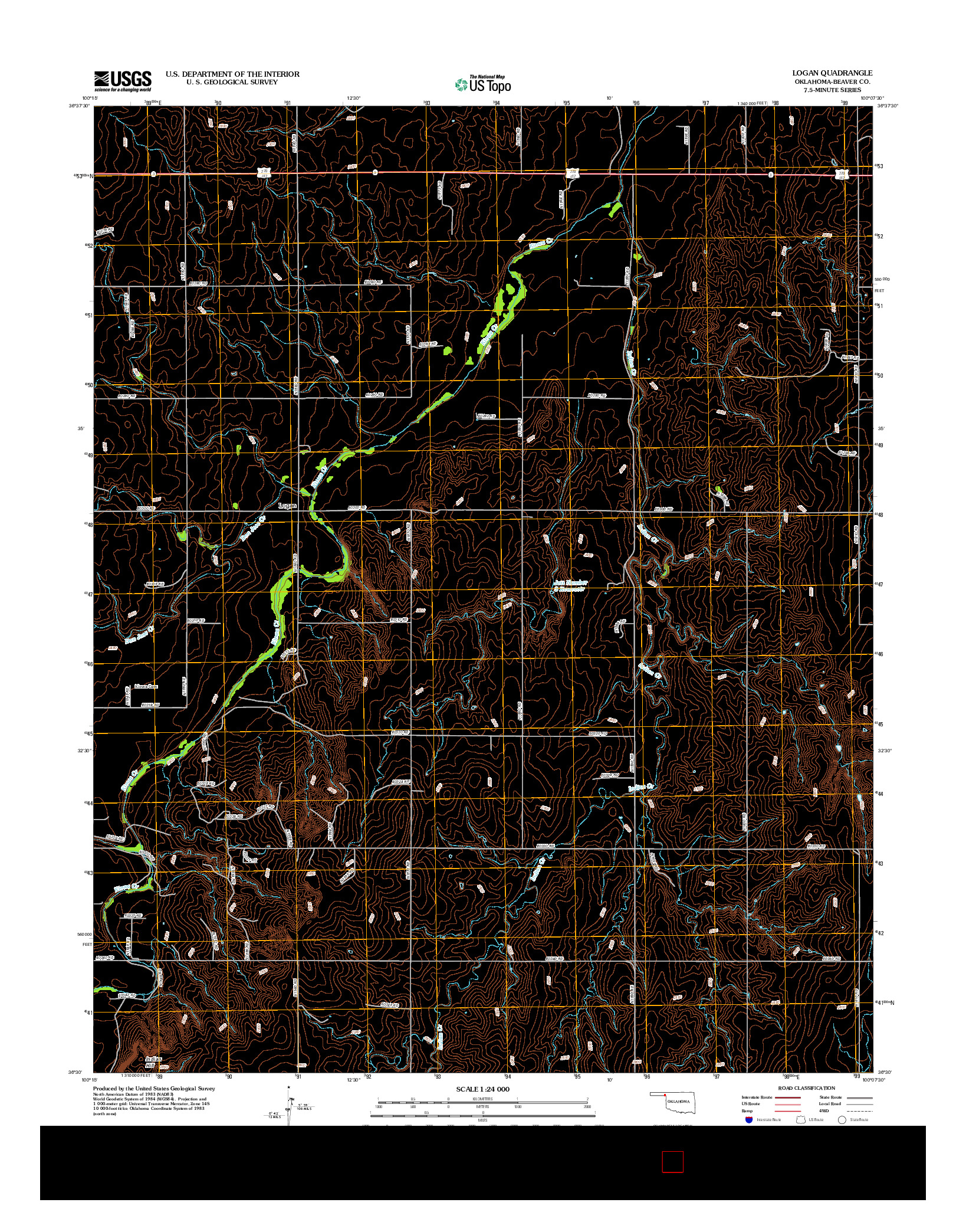 USGS US TOPO 7.5-MINUTE MAP FOR LOGAN, OK 2012