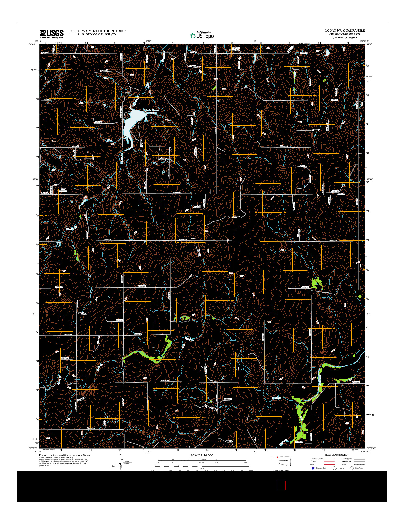 USGS US TOPO 7.5-MINUTE MAP FOR LOGAN NW, OK 2012