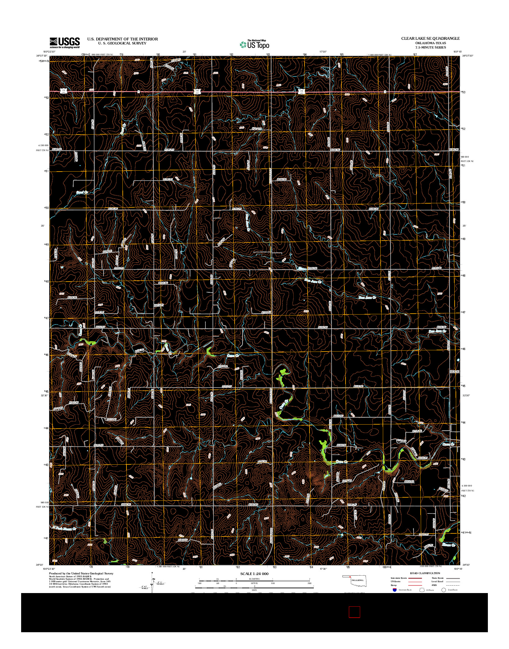 USGS US TOPO 7.5-MINUTE MAP FOR CLEAR LAKE SE, OK-TX 2012