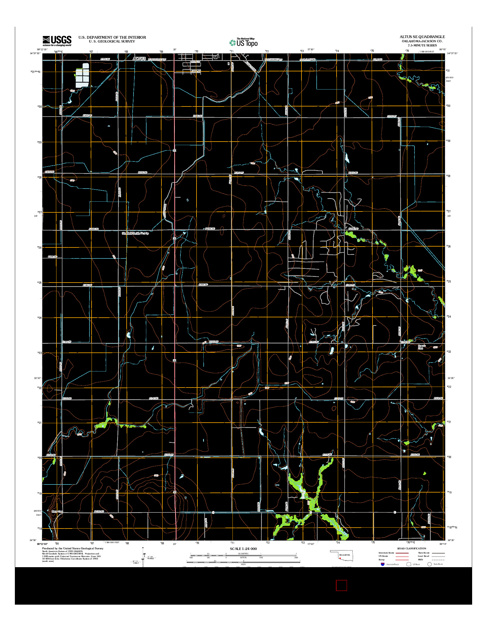 USGS US TOPO 7.5-MINUTE MAP FOR ALTUS SE, OK 2012