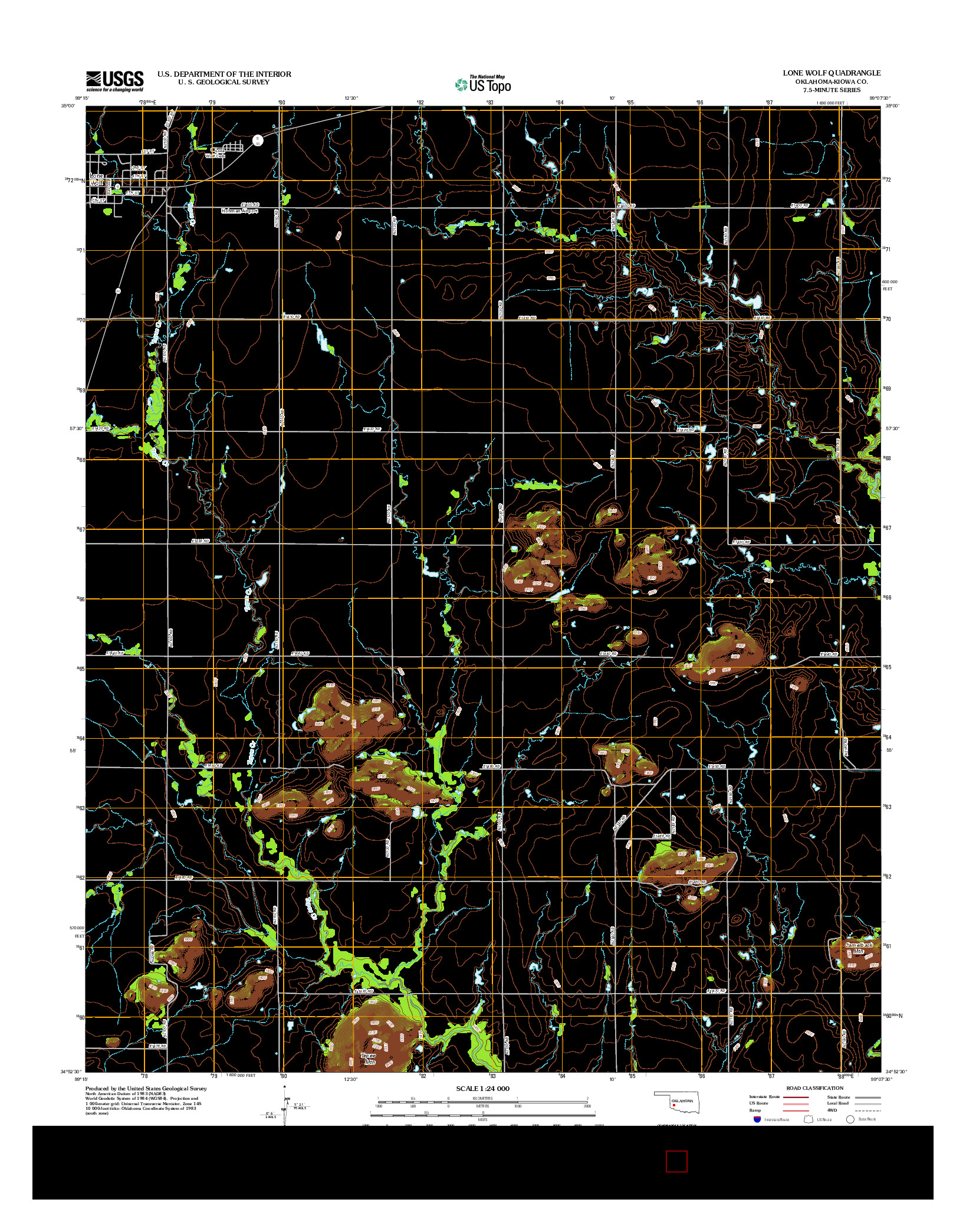 USGS US TOPO 7.5-MINUTE MAP FOR LONE WOLF, OK 2012