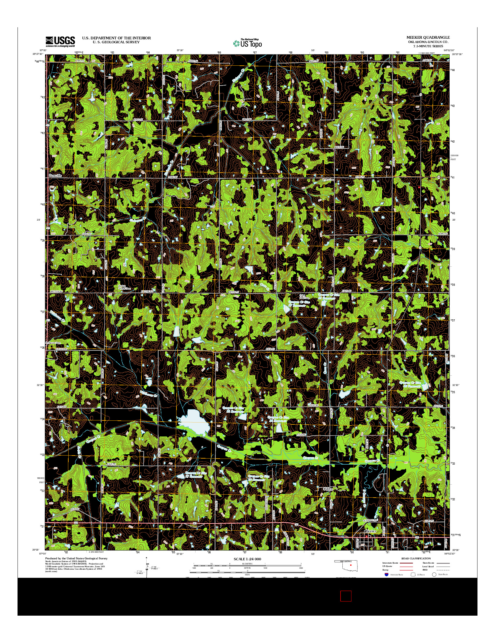 USGS US TOPO 7.5-MINUTE MAP FOR MEEKER, OK 2012