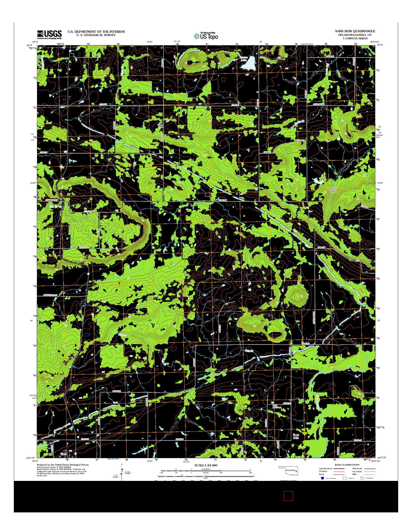 USGS US TOPO 7.5-MINUTE MAP FOR SANS BOIS, OK 2012