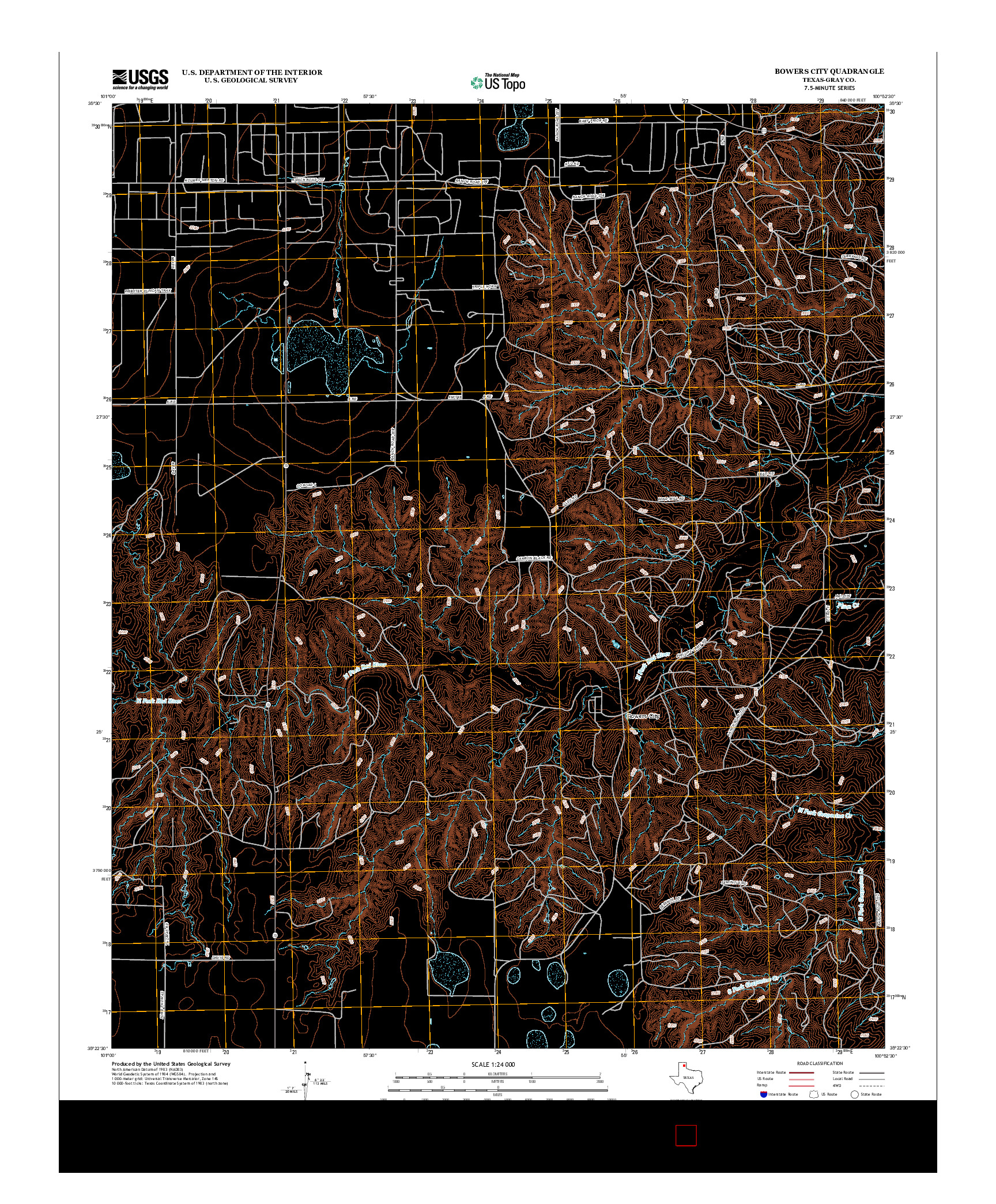 USGS US TOPO 7.5-MINUTE MAP FOR BOWERS CITY, TX 2012